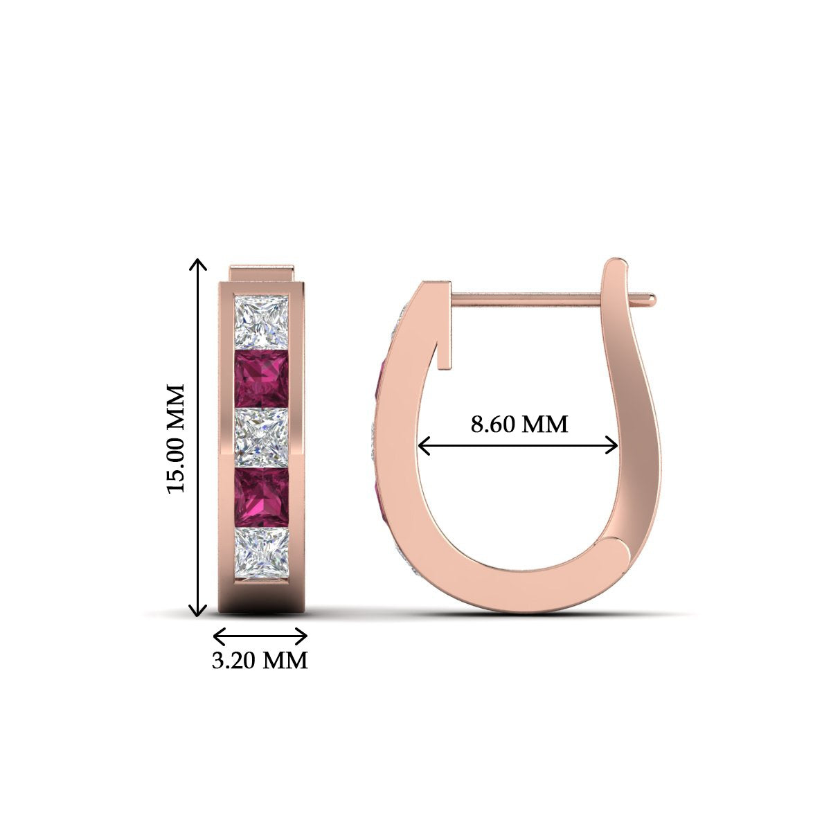 Channel Set Huggie Hoop Earring