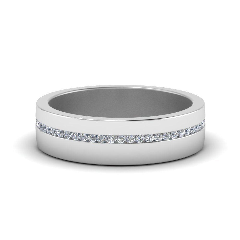 Flat Channel Set Diamond Mens Band