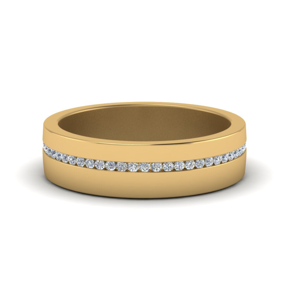 Flat Channel Set Diamond Mens Band