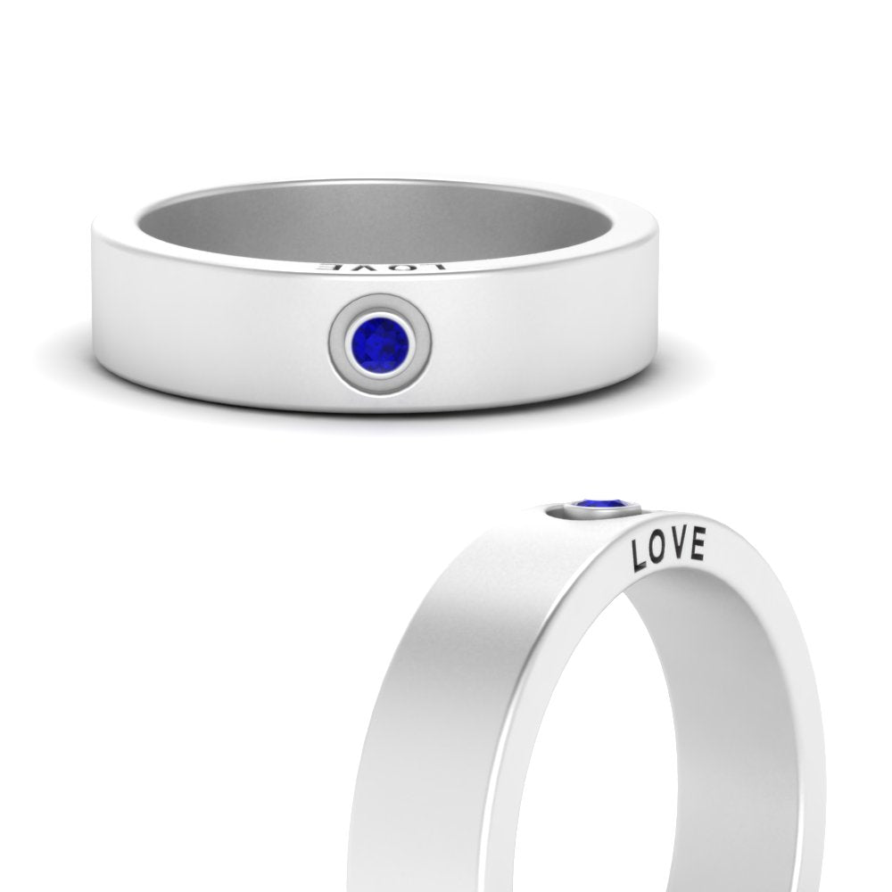 Flat Single Stone Mens Band Engraved