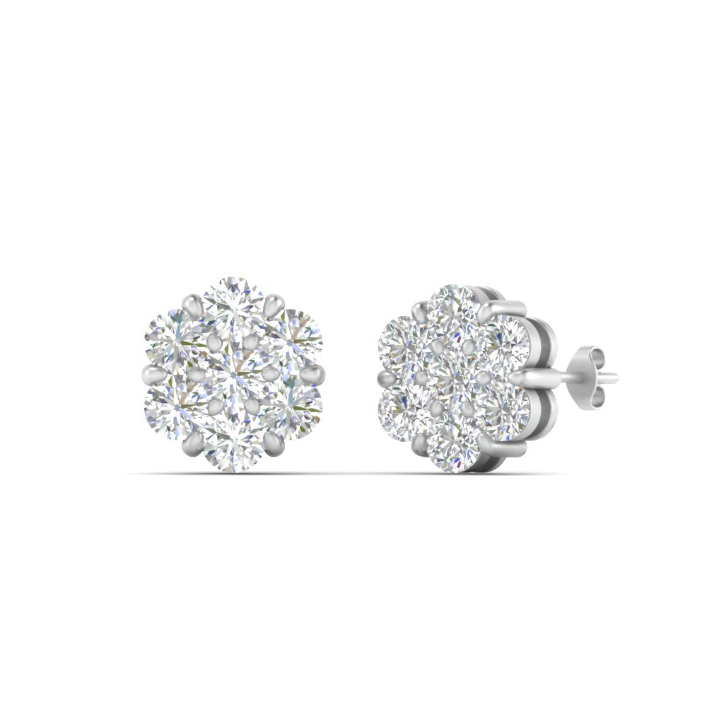 0.75 Carat 7 Stone Flower Diamond Earring