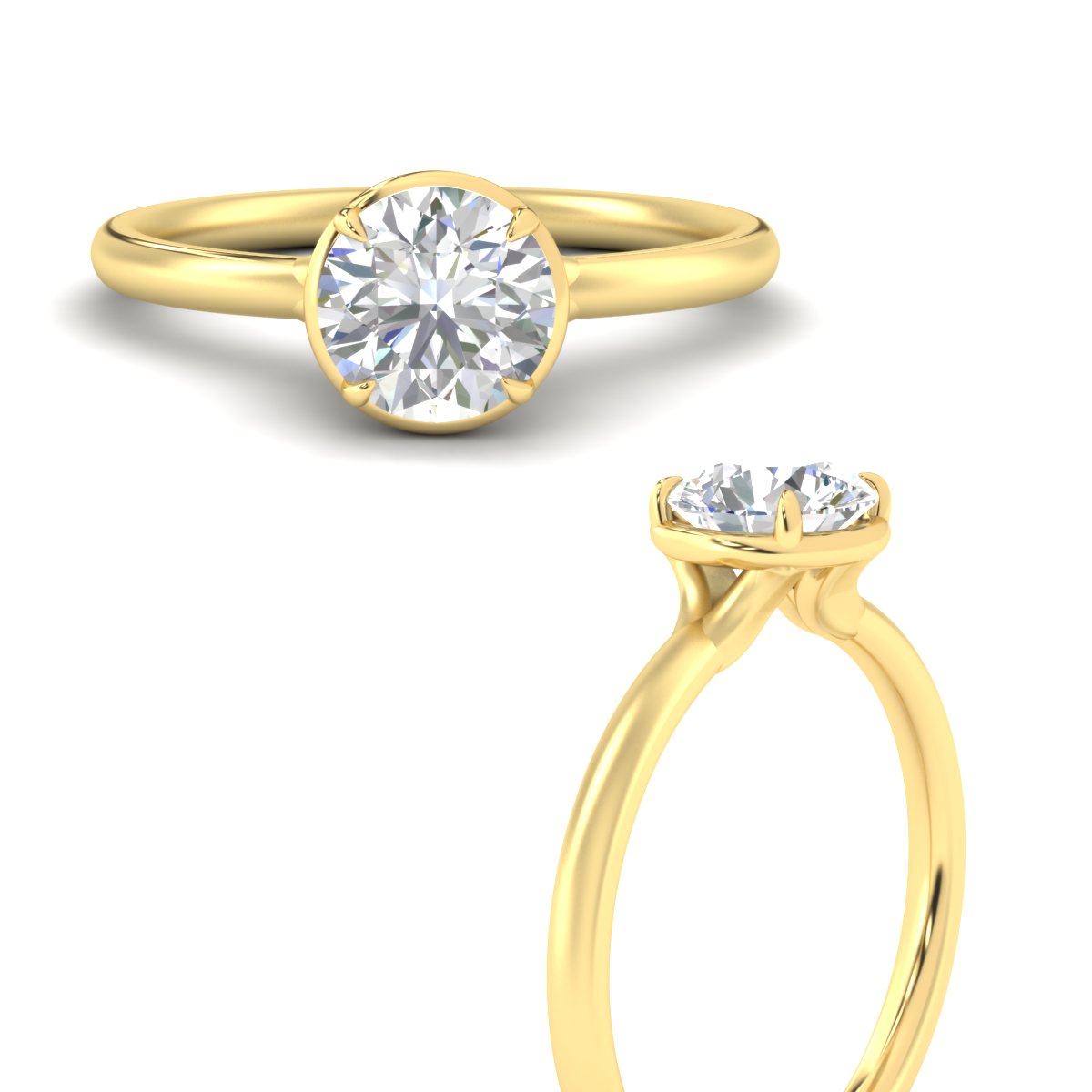 Flush Collet Solitaire Engagement Ring