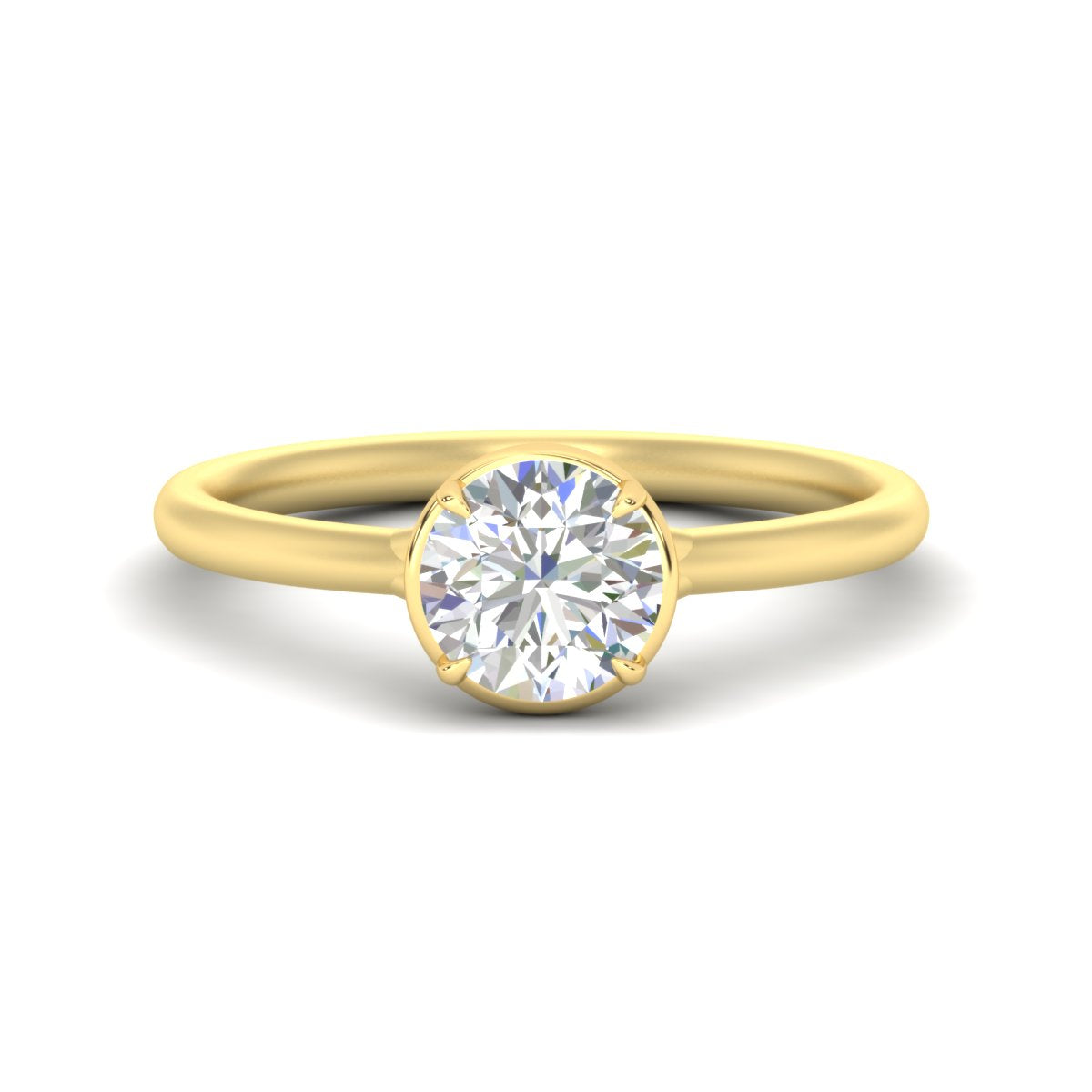 Flush Collet Solitaire Engagement Ring