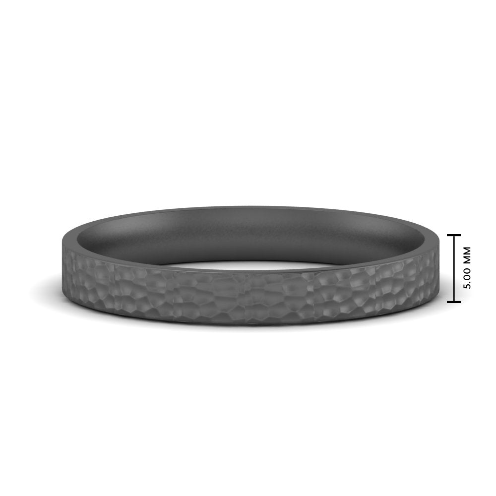 Hammered Wedding Band Comfort Fit 5 mm