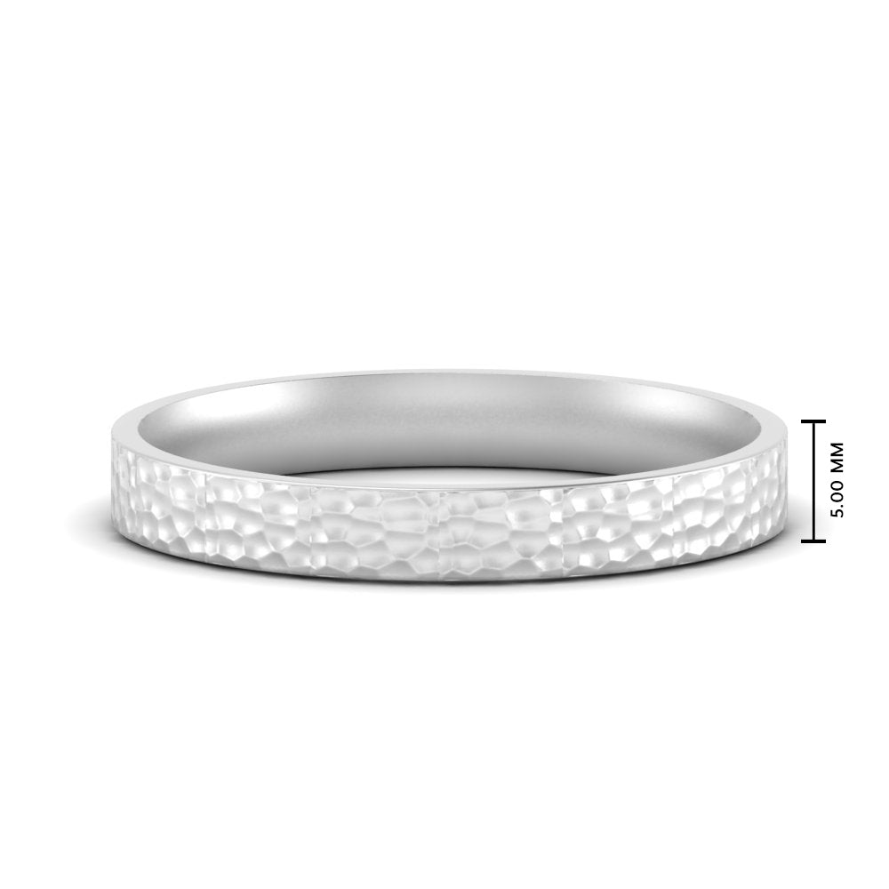 Hammered Wedding Band Comfort Fit 5 mm