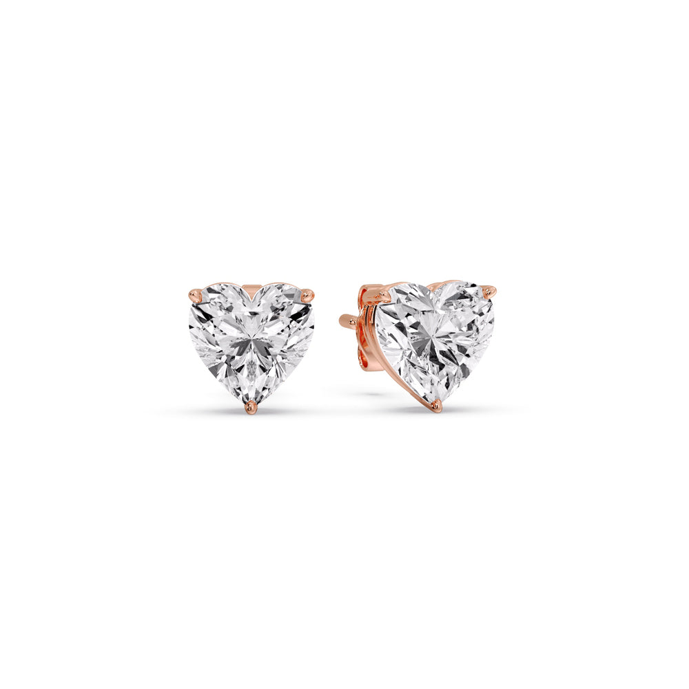 Heart Shaped 3 Prong Basket Stud Earring