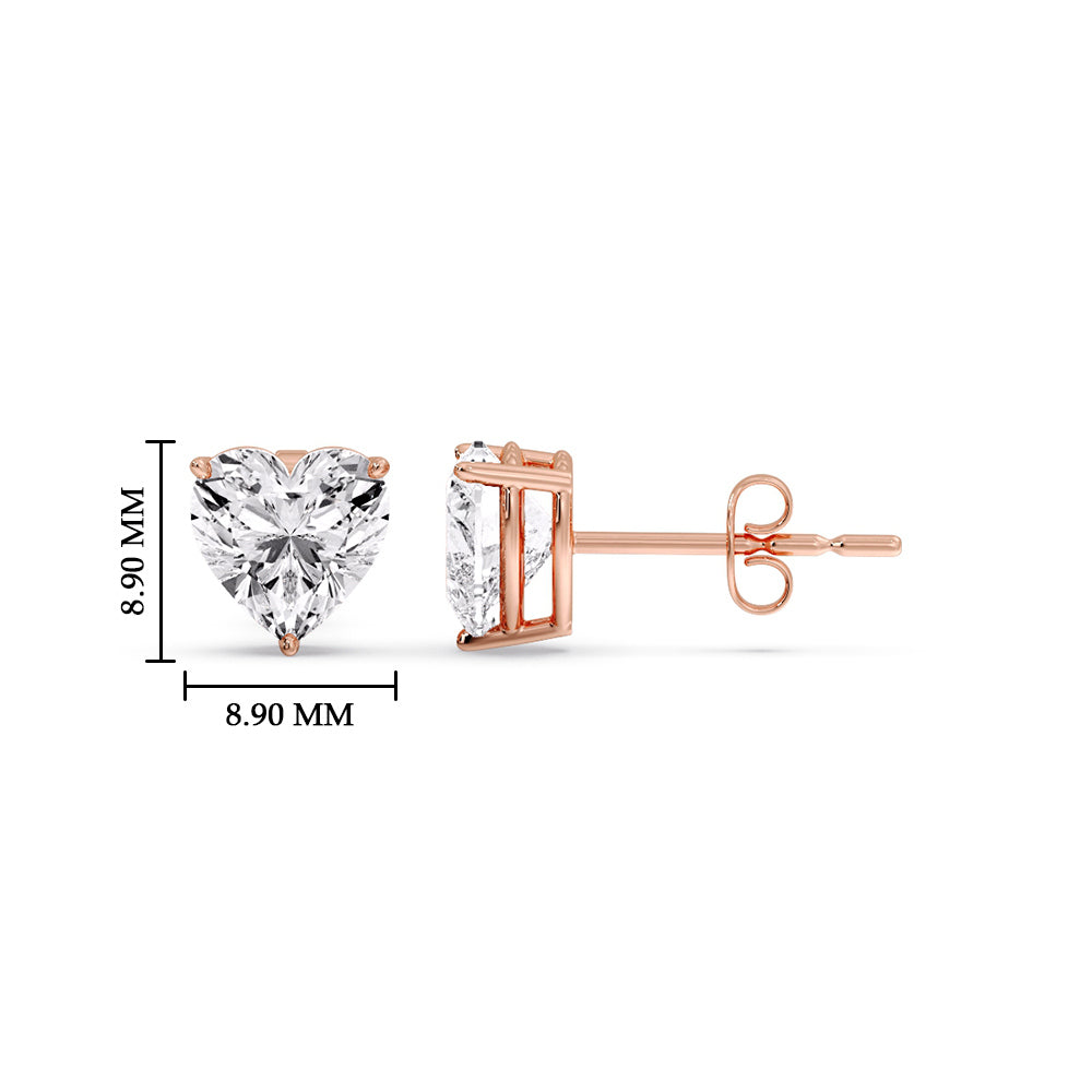 Heart Shaped 3 Prong Basket Stud Earring