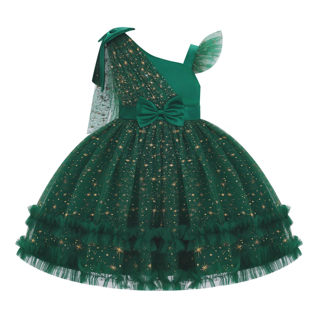 IBTOM CASTLE Girls Birthday Party Dress Heart Glitters Tulle Princess Dress Toddler Flower Girl Wedding Prom Pageant Dress