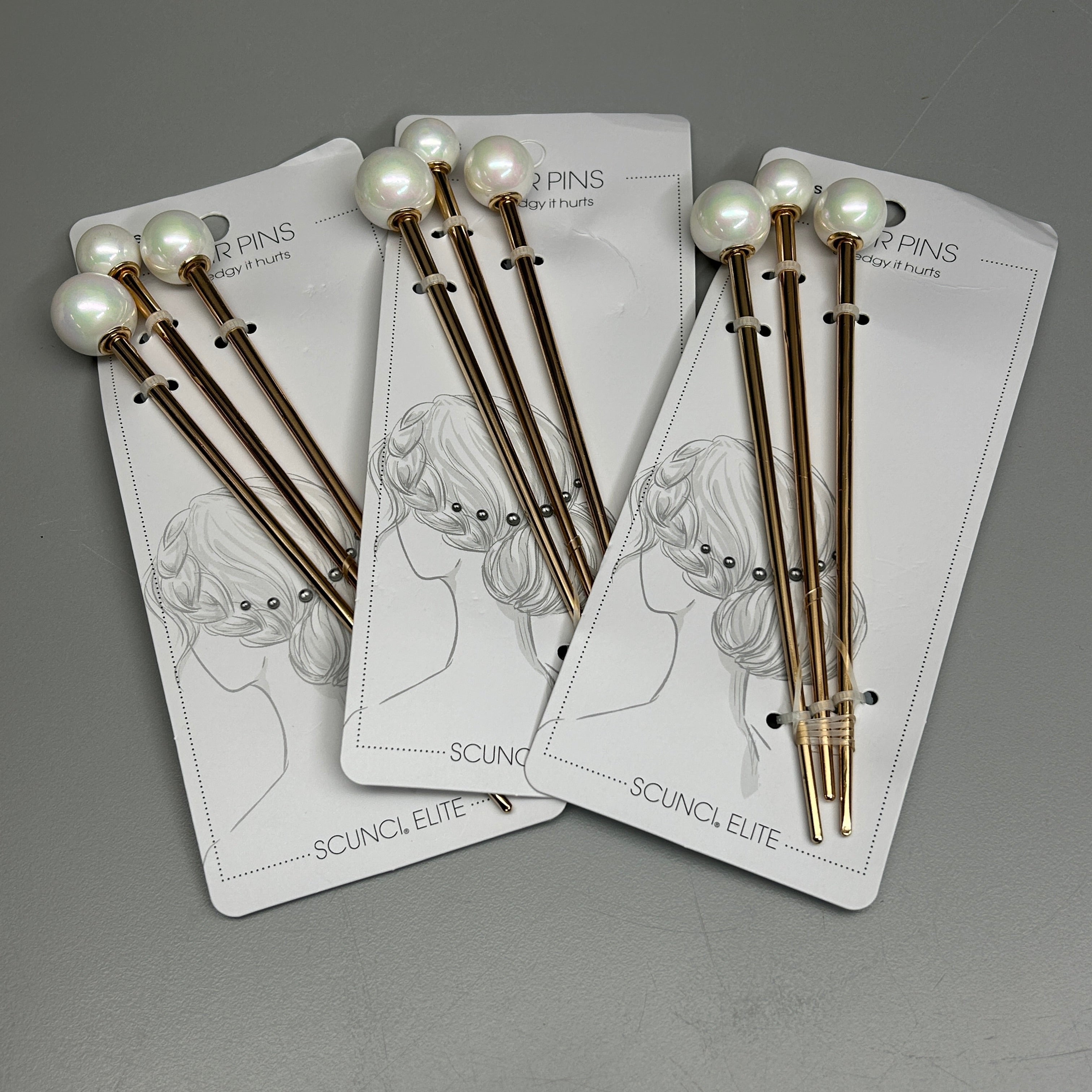 SCUNCI 3-PACK! Hair Pins Elite Collection 3-Pieces (New)