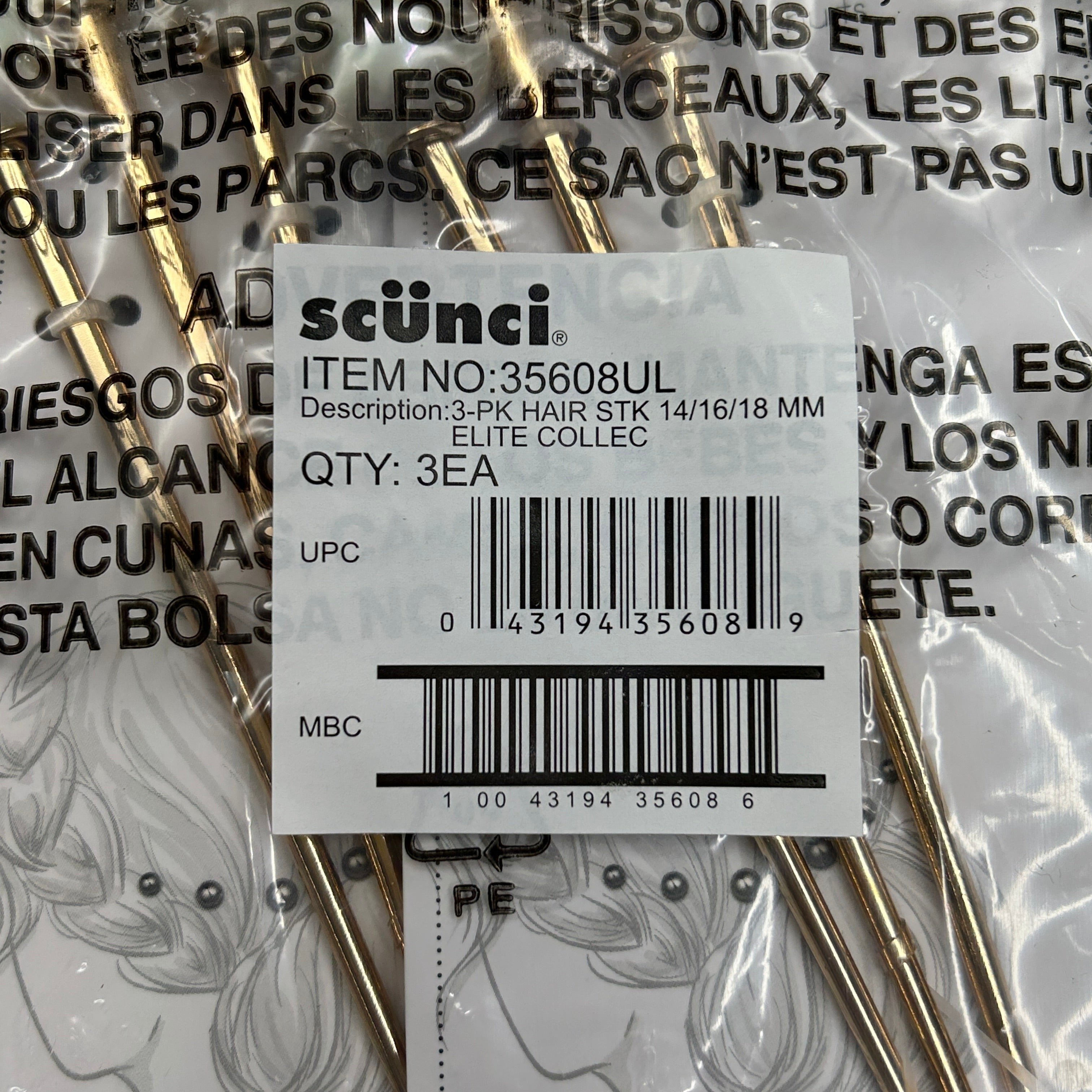 SCUNCI 3-PACK! Hair Pins Elite Collection 3-Pieces (New)