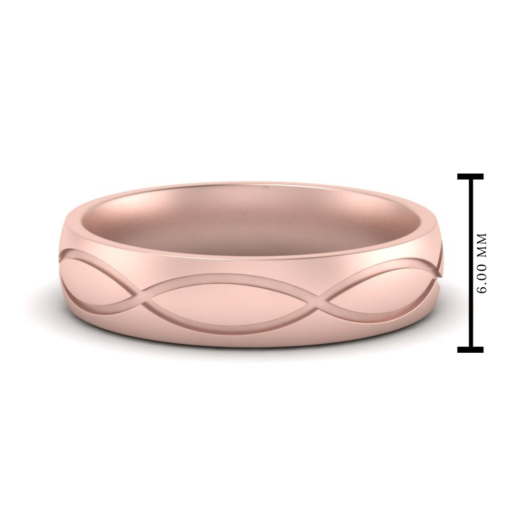 Infinity Grooved Mens Gold Ring
