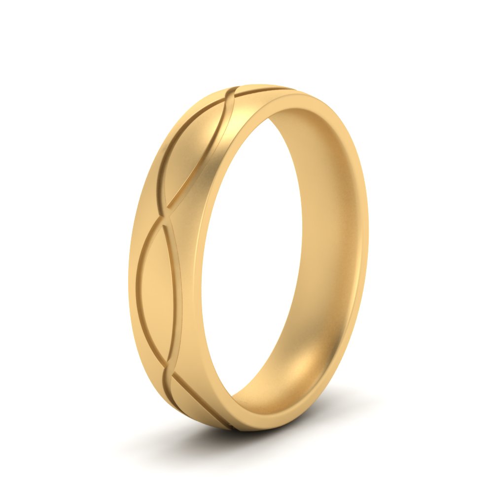 Infinity Grooved Mens Gold Ring