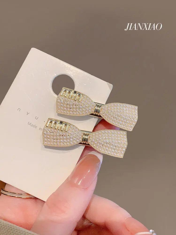 MAC037 Crystal Rhinestone Barrettes Butterfly Pearls Hair Clips Pins