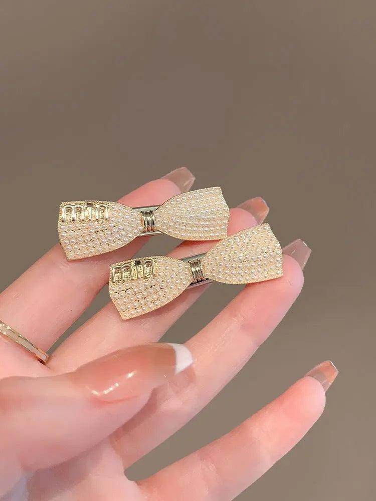 MAC037 Crystal Rhinestone Barrettes Butterfly Pearls Hair Clips Pins