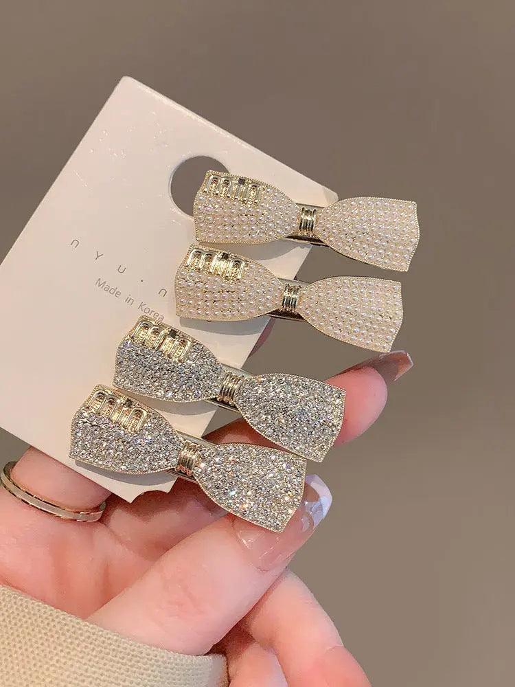MAC037 Crystal Rhinestone Barrettes Butterfly Pearls Hair Clips Pins
