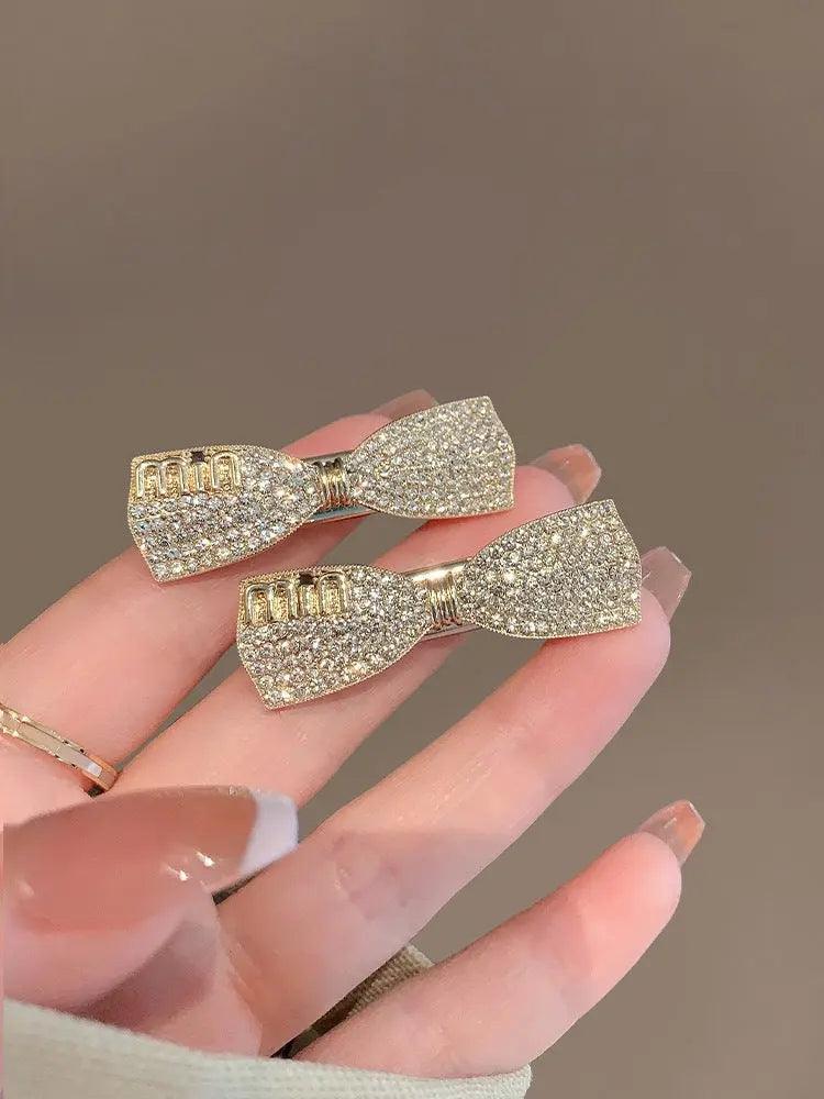 MAC037 Crystal Rhinestone Barrettes Butterfly Pearls Hair Clips Pins