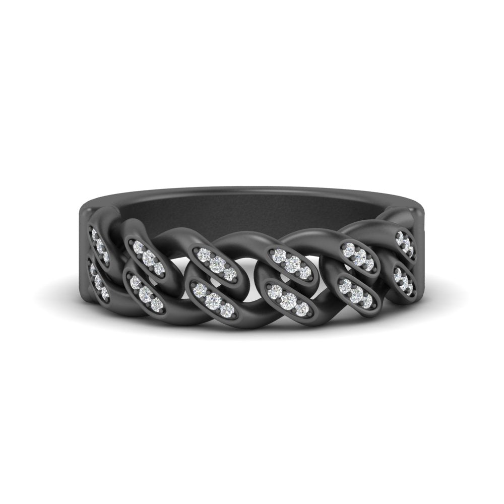 Mens Cuban Link Diamond Wedding Ring