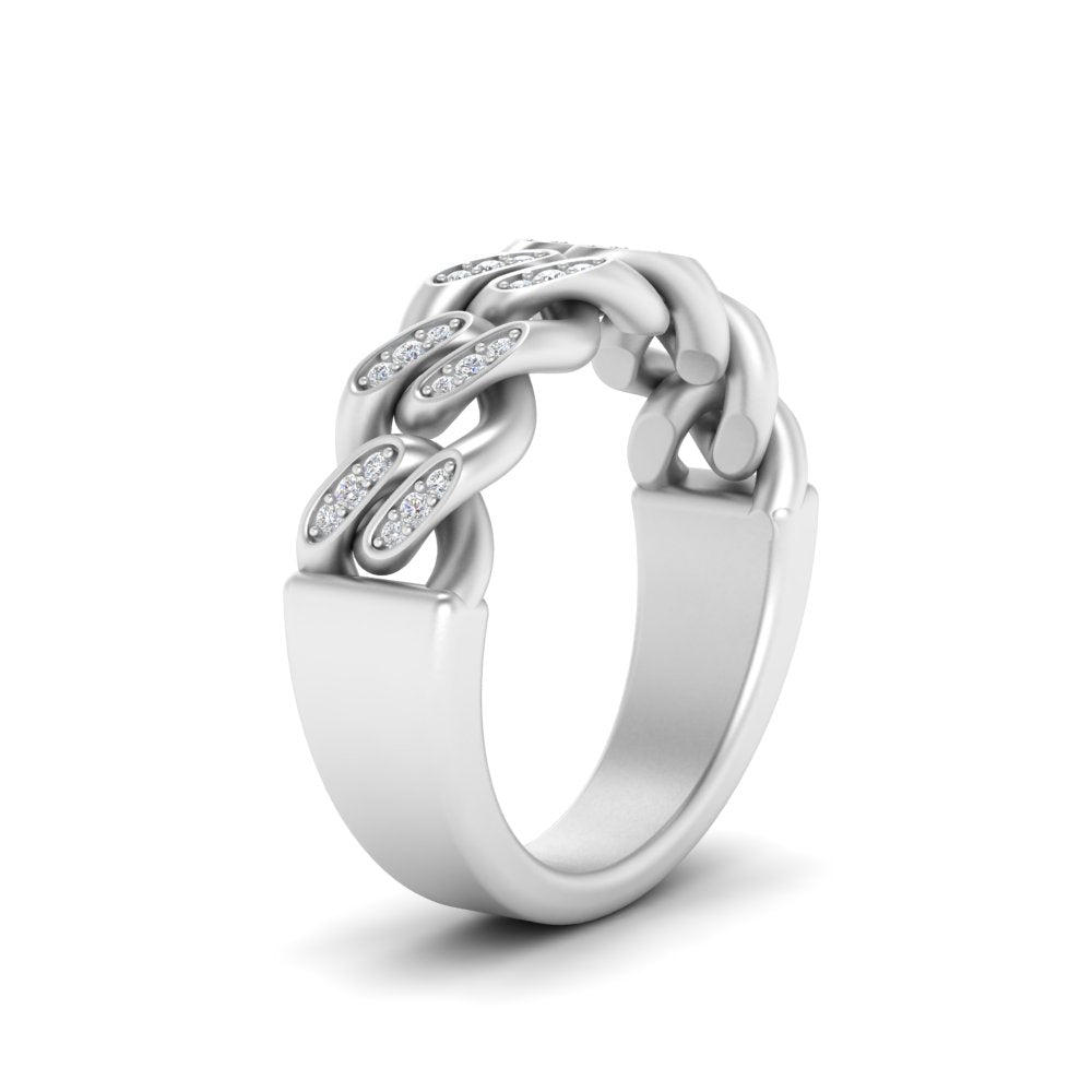 Mens Cuban Link Diamond Wedding Ring