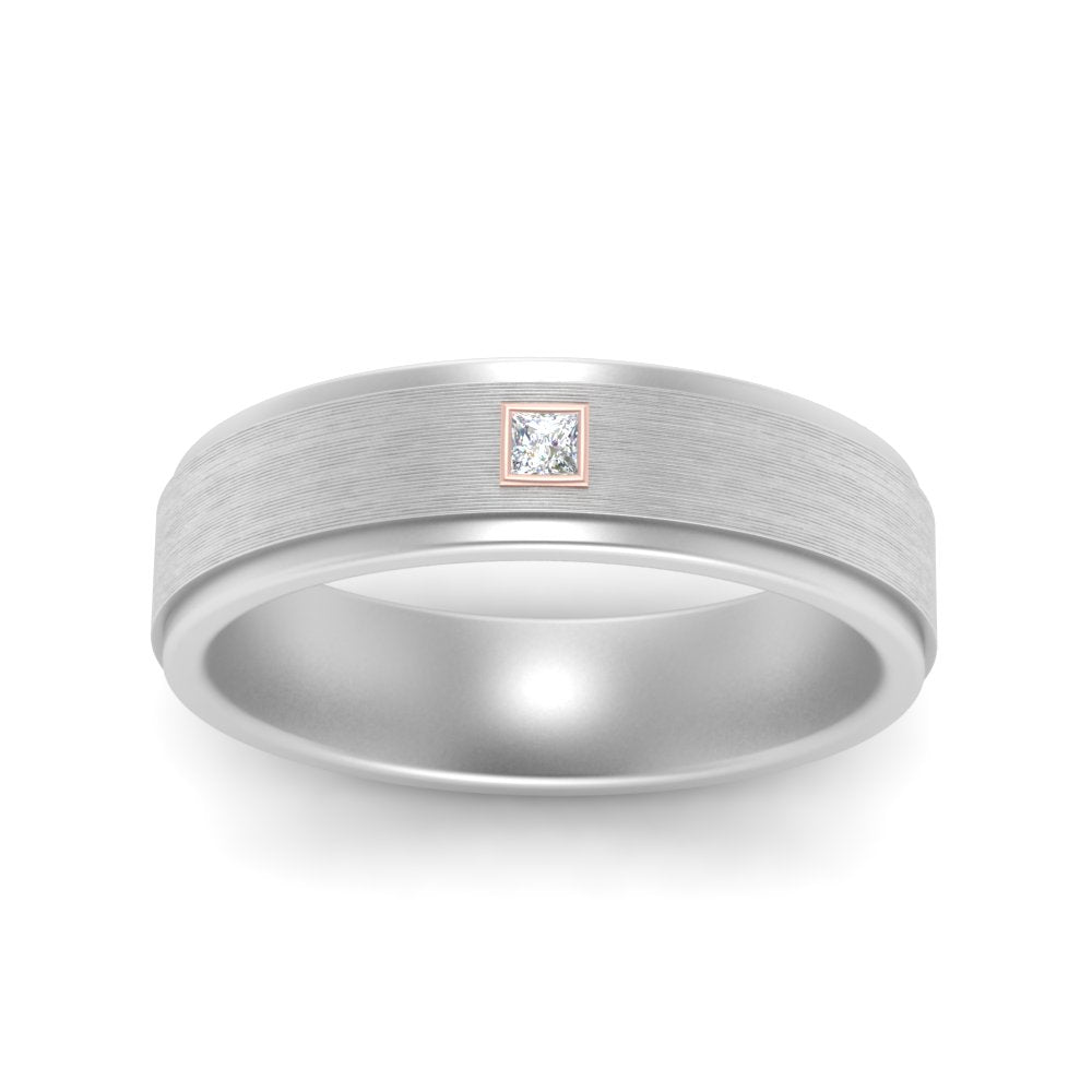 Mens Princess Cut 2 Tone Band