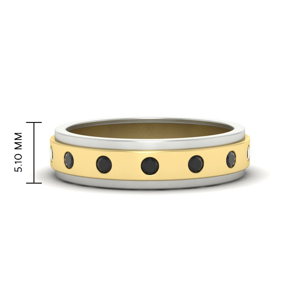 Mens Two Tone Bezel Stone Wedding Ring