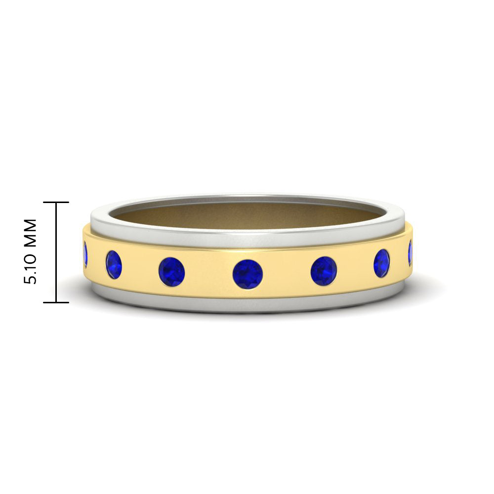 Mens Two Tone Bezel Stone Wedding Ring