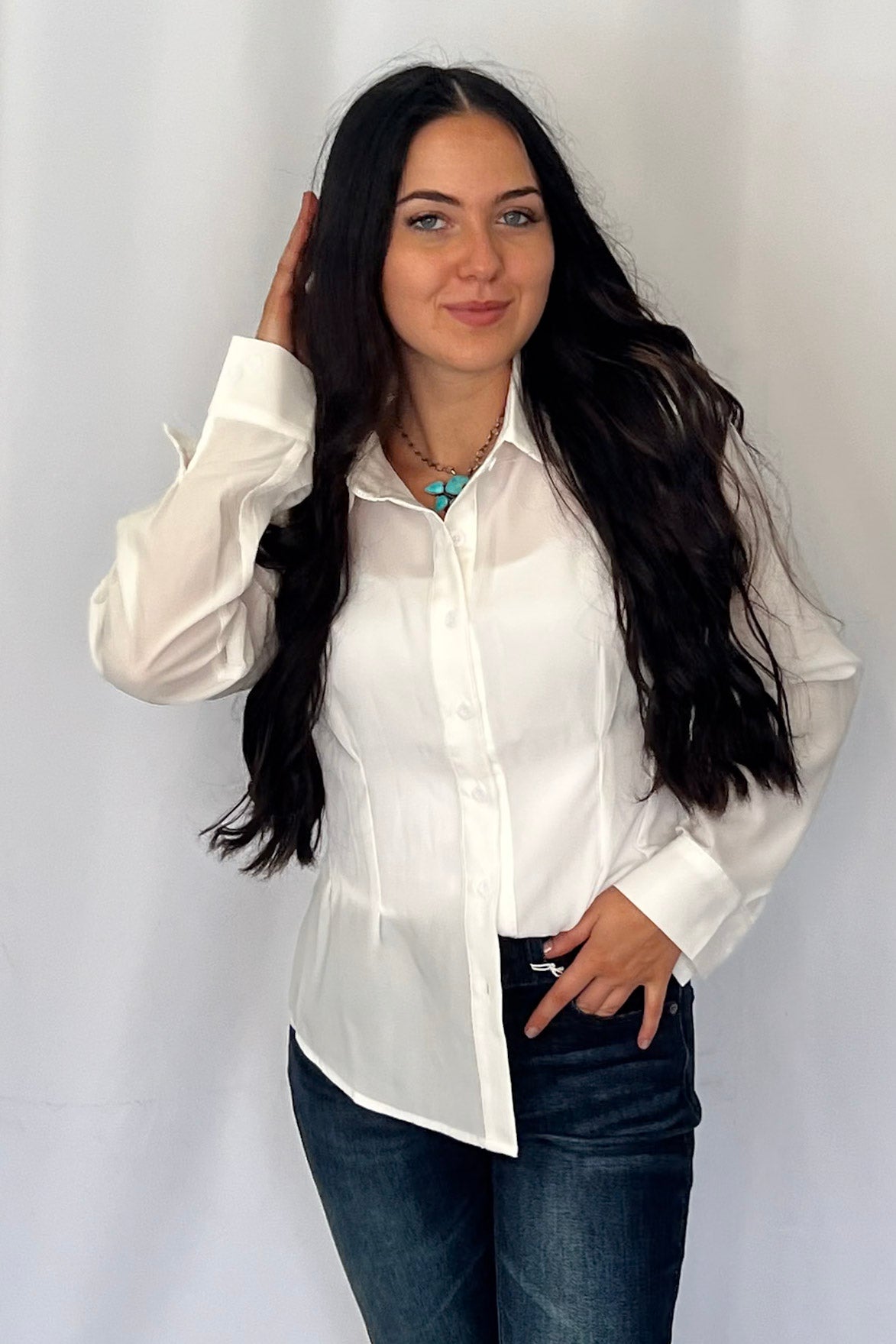 Mercedes Ivory Button Down Shirt