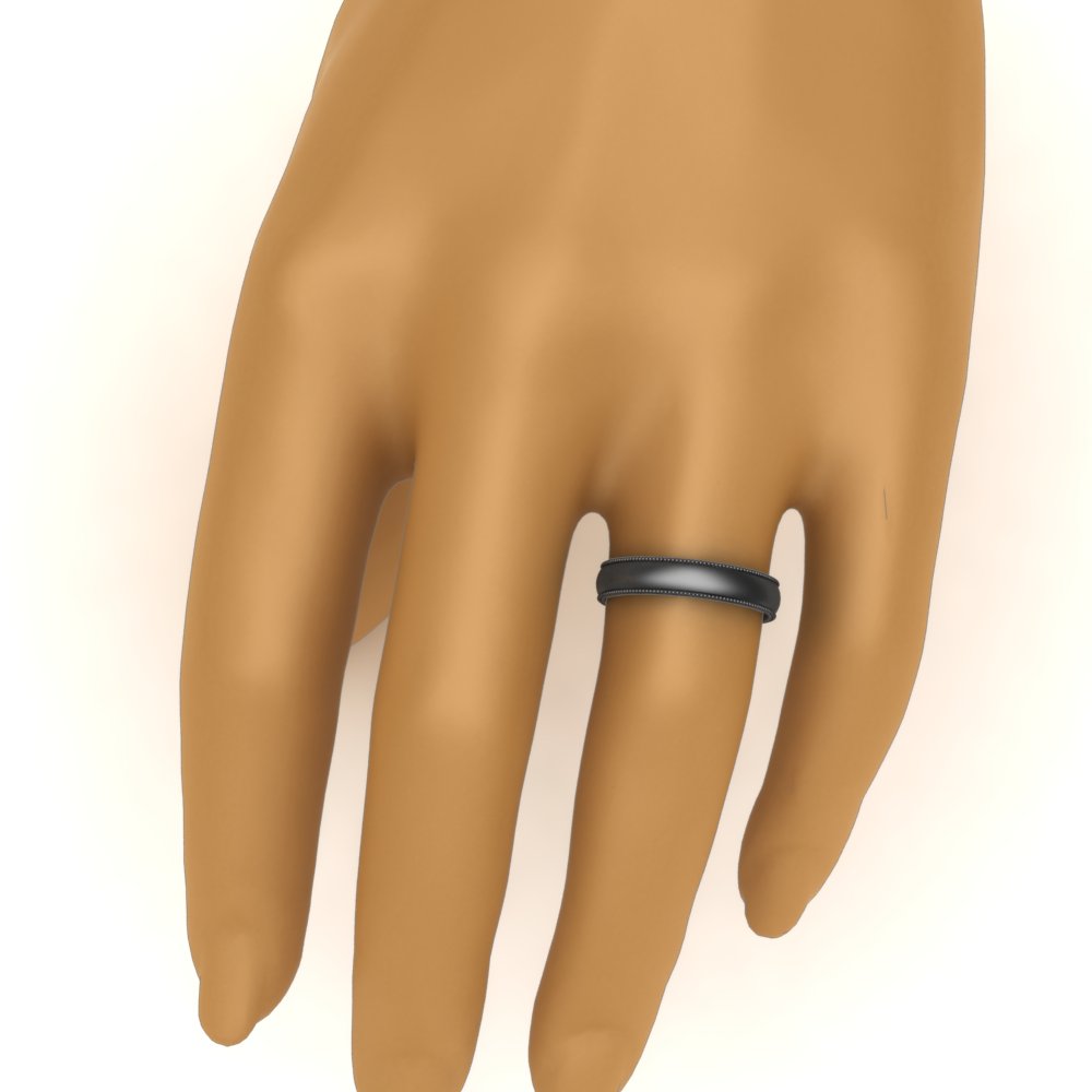 4 mm Milgrain Comfort Fit Mens Wedding Band