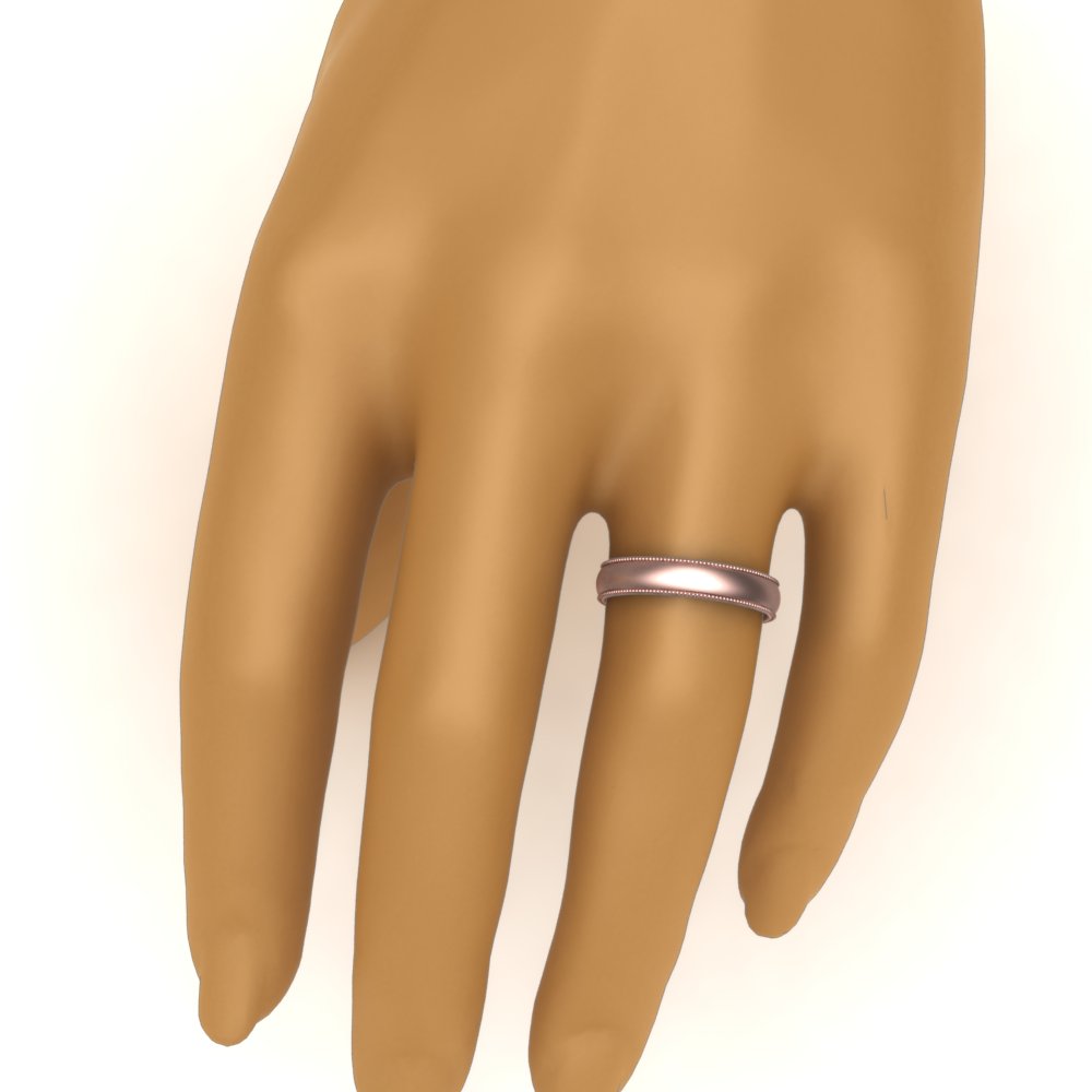 4 mm Milgrain Comfort Fit Mens Wedding Band