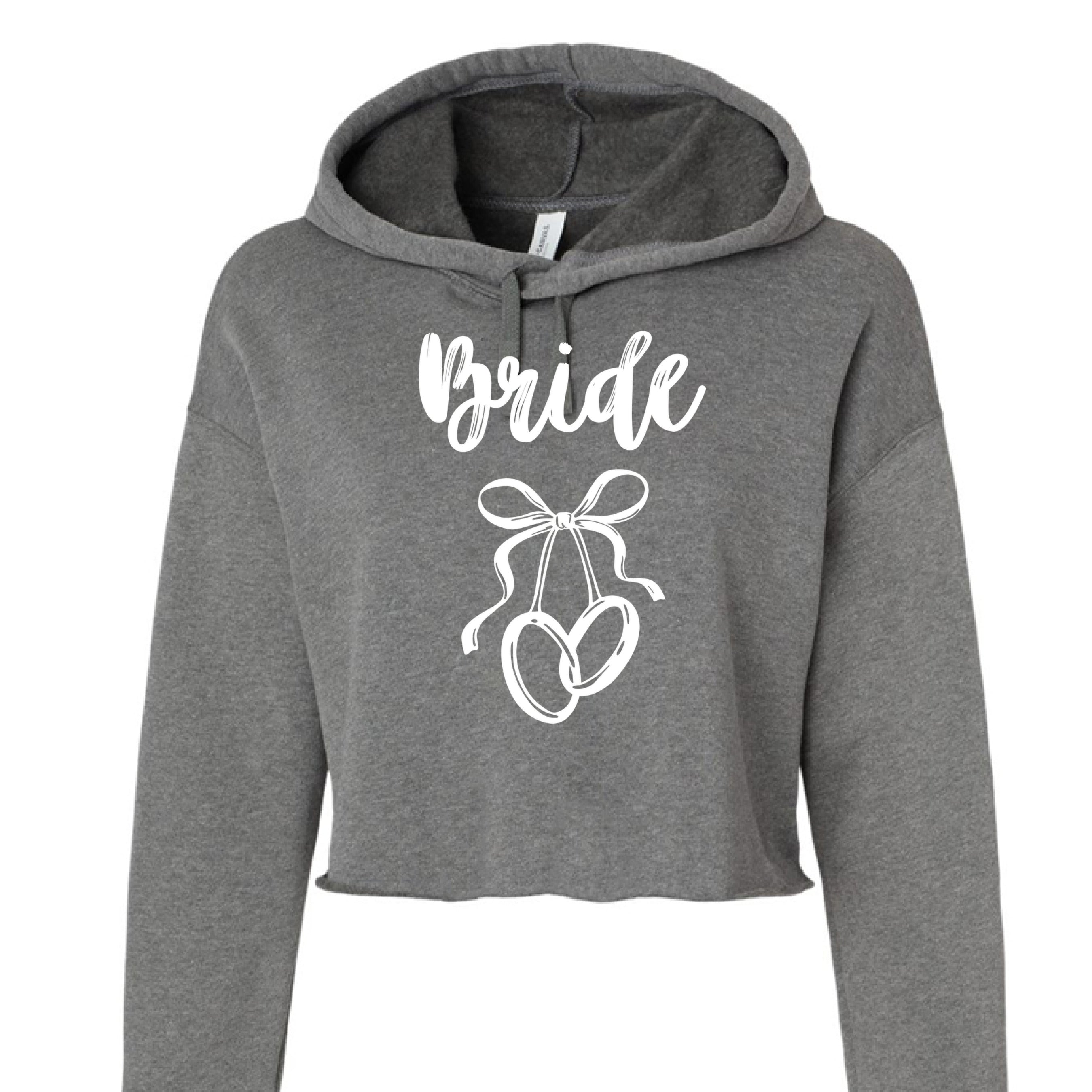 Customizable: Bride Interlocking Rings Cropped Fleece Hoodie