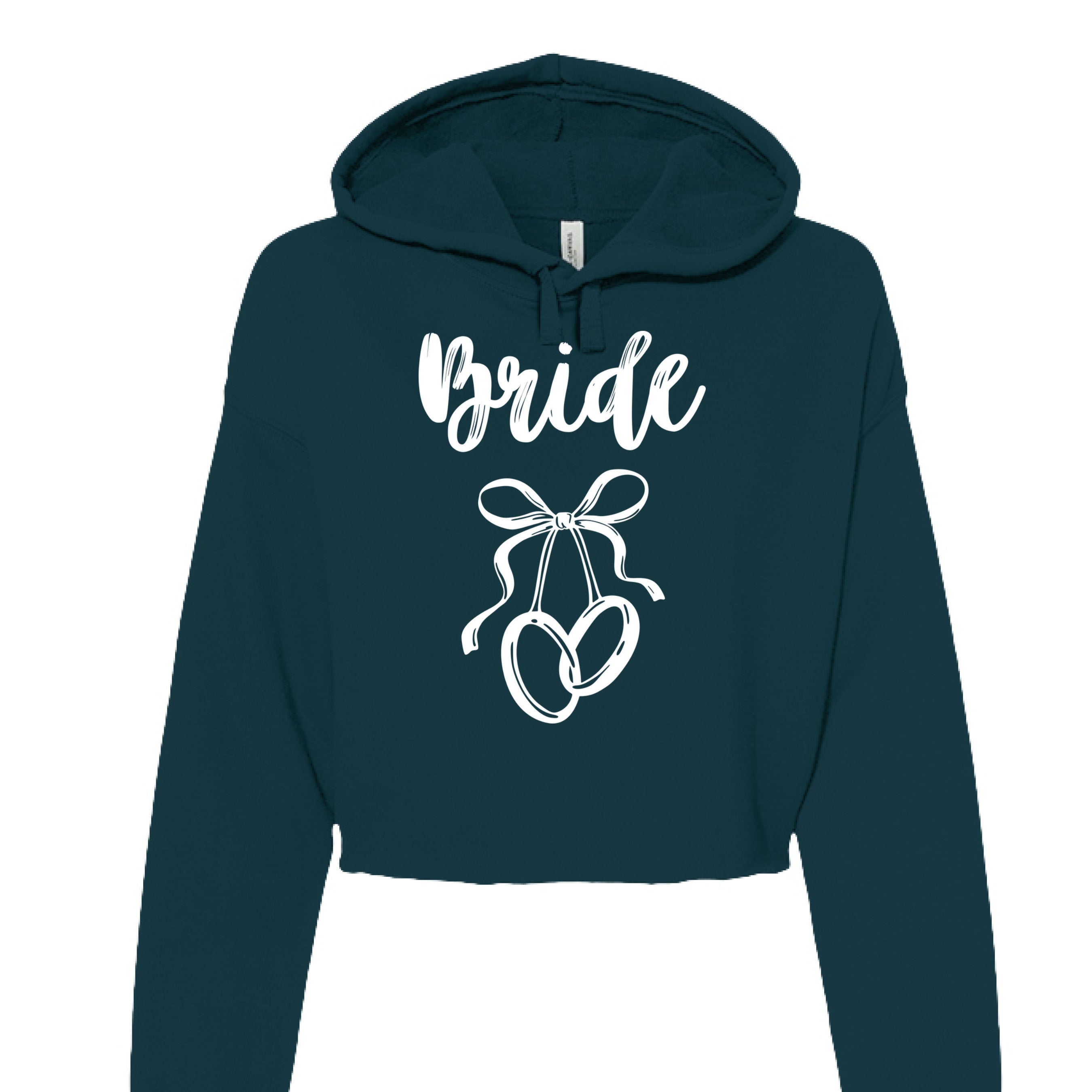 Customizable: Bride Interlocking Rings Cropped Fleece Hoodie