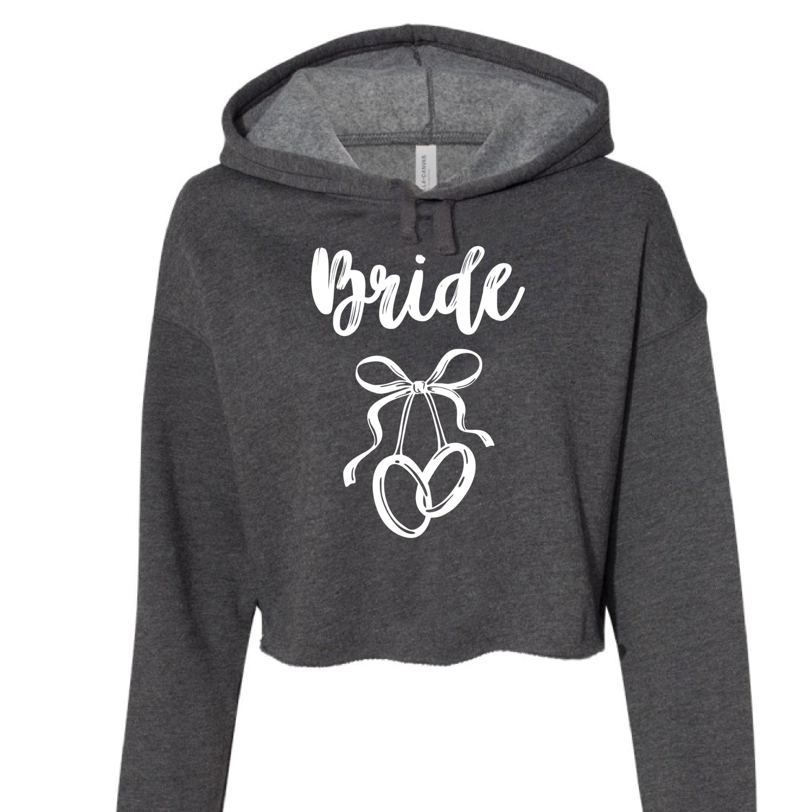 Customizable: Bride Interlocking Rings Cropped Fleece Hoodie