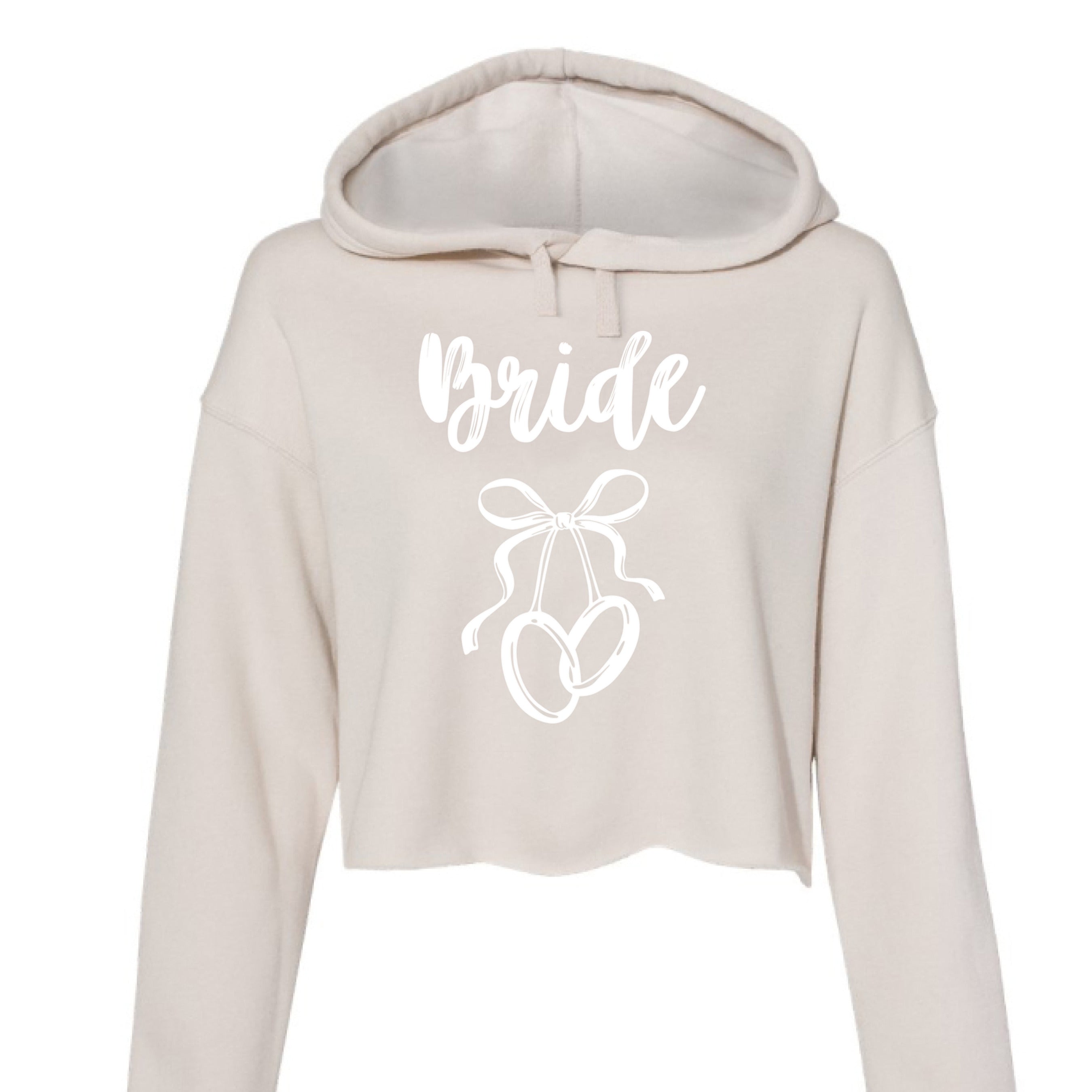 Customizable: Bride Interlocking Rings Cropped Fleece Hoodie