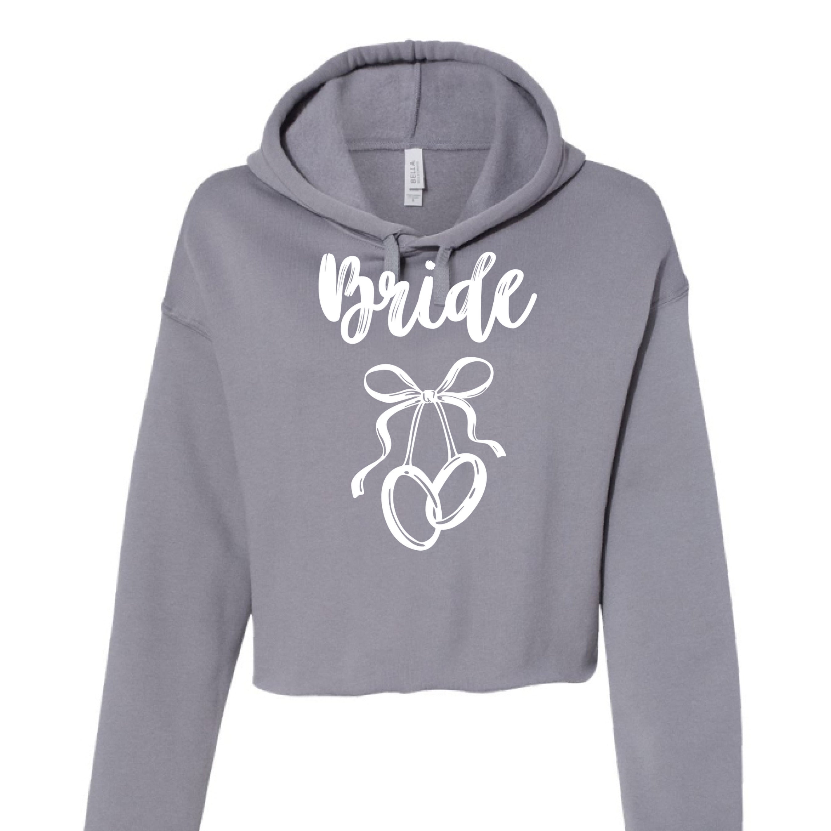 Customizable: Bride Interlocking Rings Cropped Fleece Hoodie