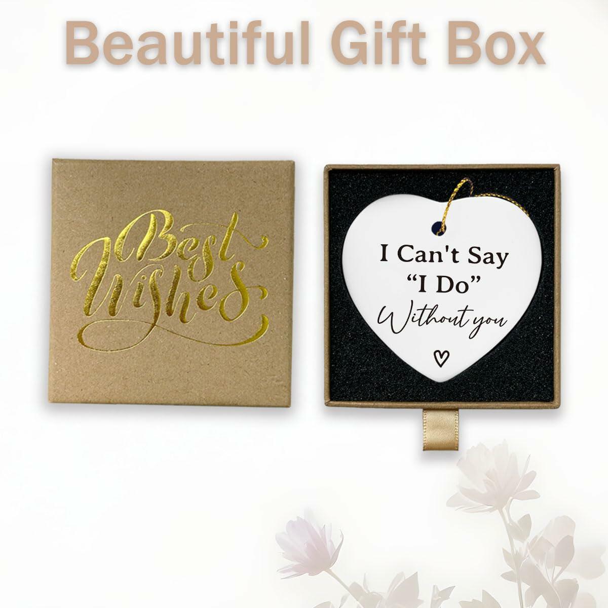 Bridesmaid Maid of Honor Heart Ceramic Ornament Wedding Gift