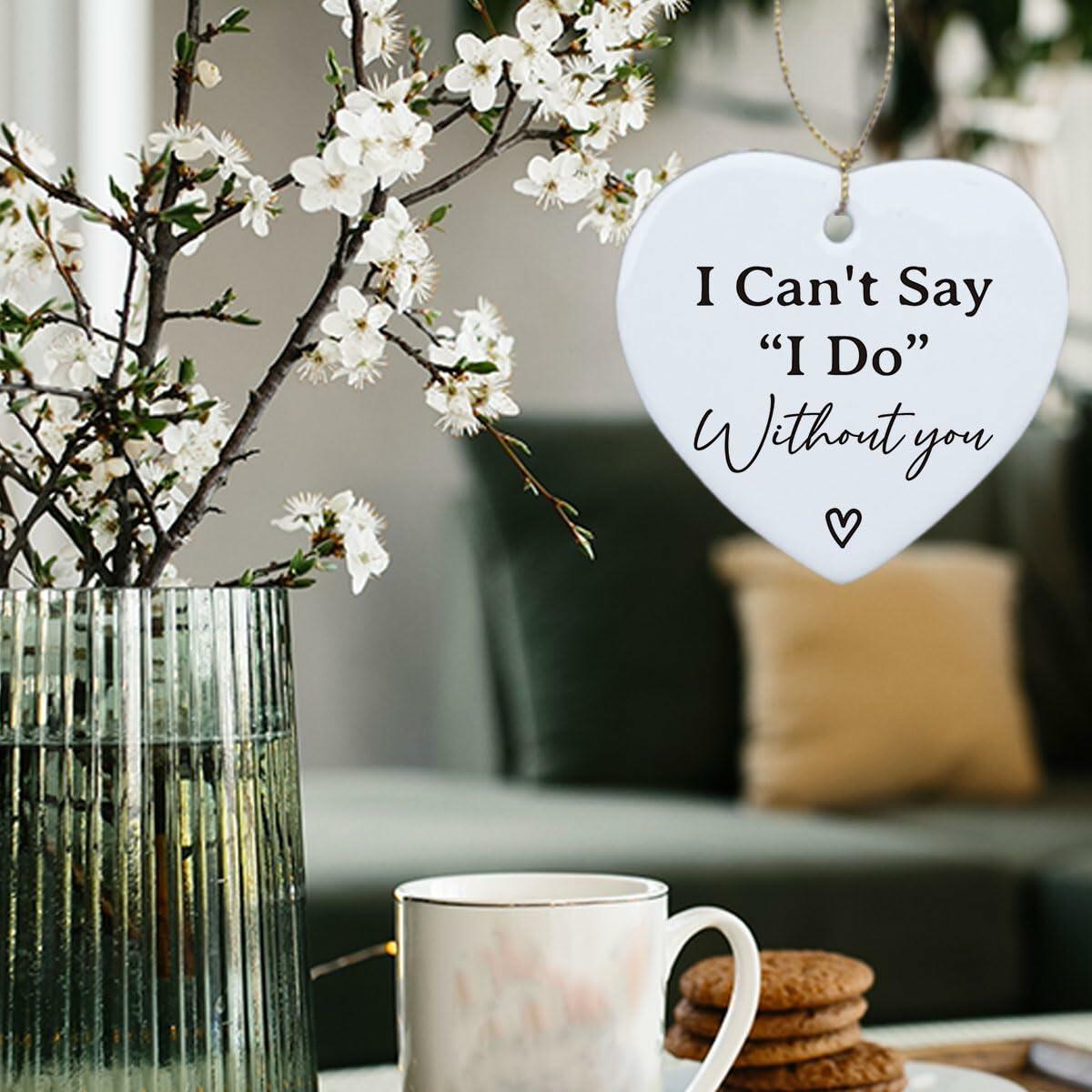 Bridesmaid Maid of Honor Heart Ceramic Ornament Wedding Gift