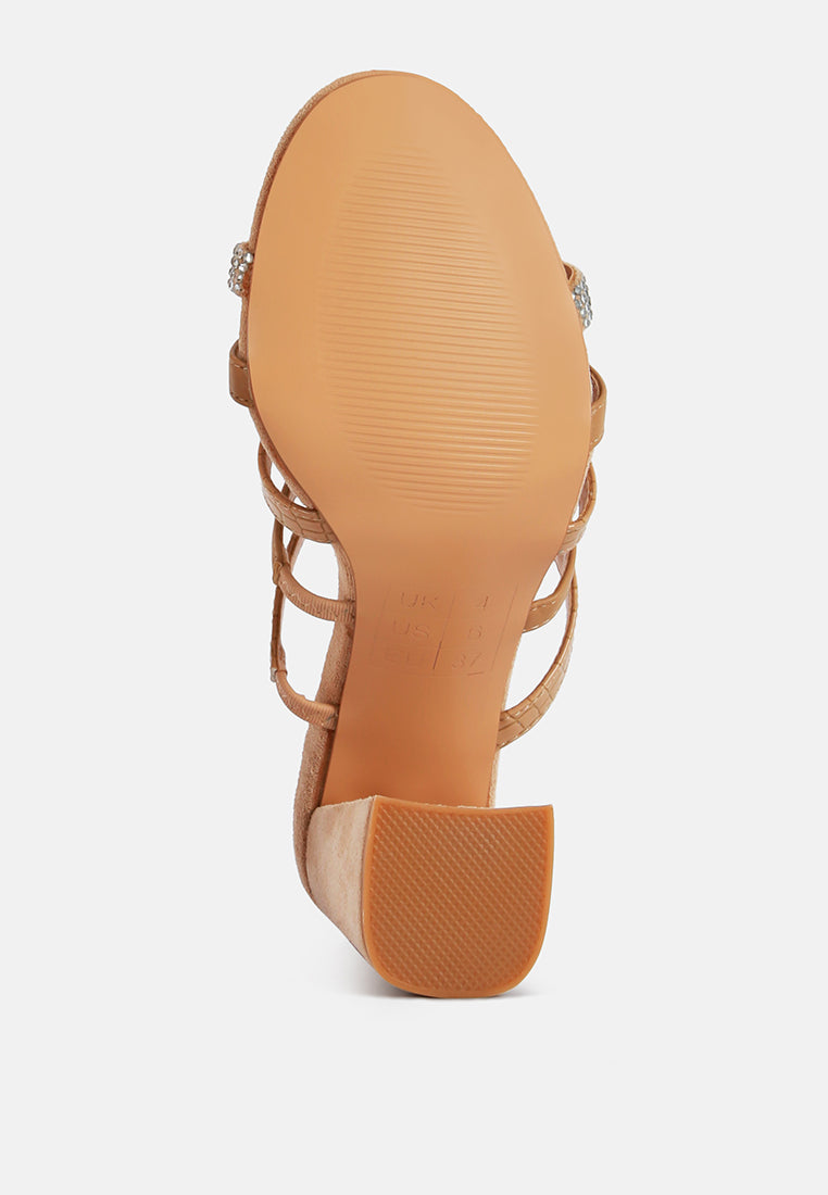 peaches strapped rhinestone embellished sandals by London Rag