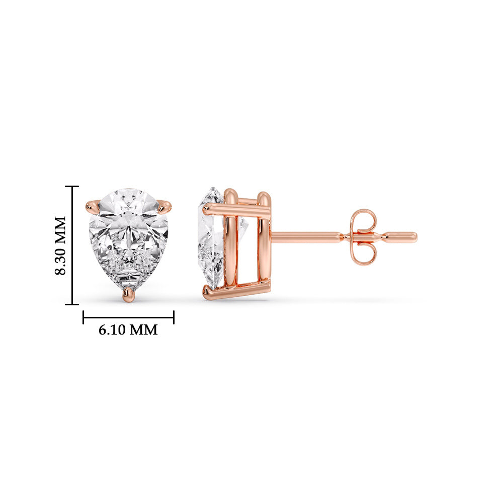 Diamond Pear Cut 3 Prong Earring