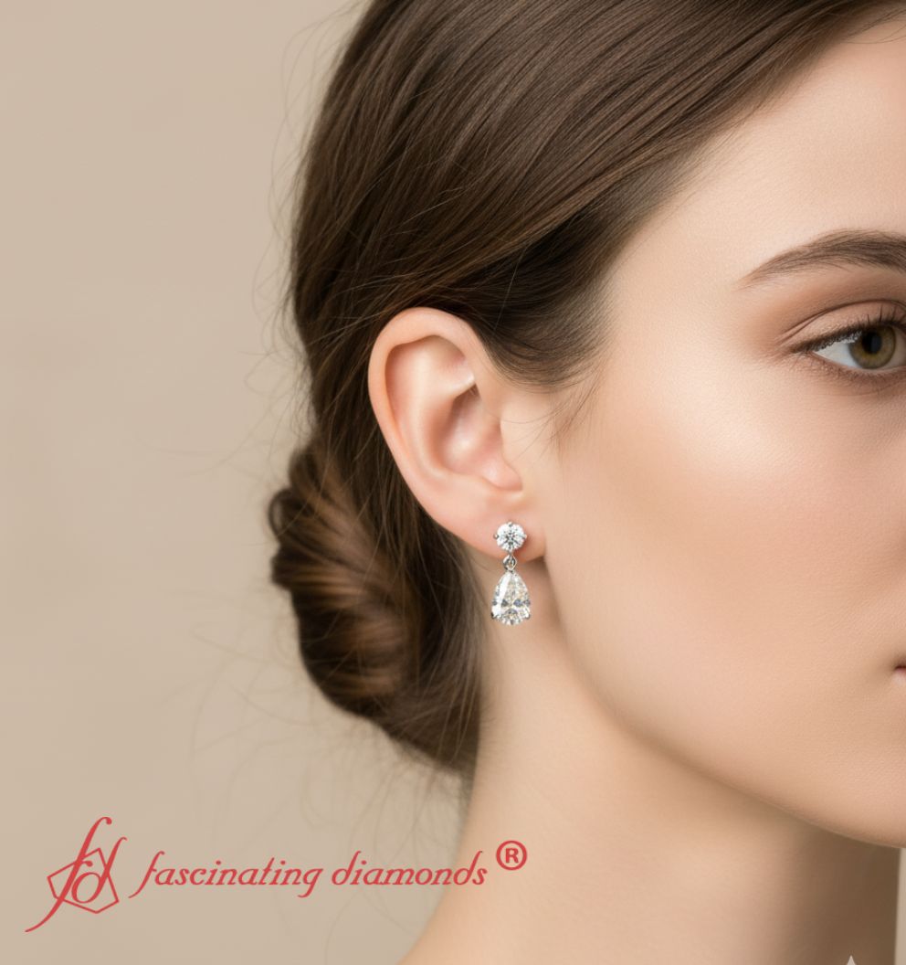Gemstone Pear Drop Stud Earring