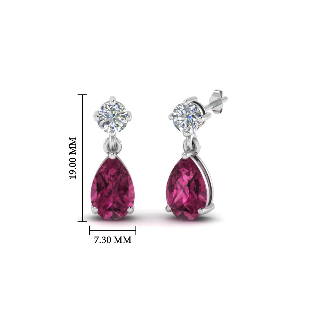 Gemstone Pear Drop Stud Earring