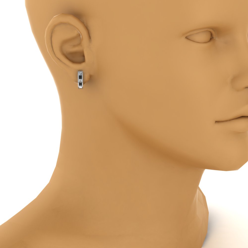 Channel Set Huggie Hoop Earring
