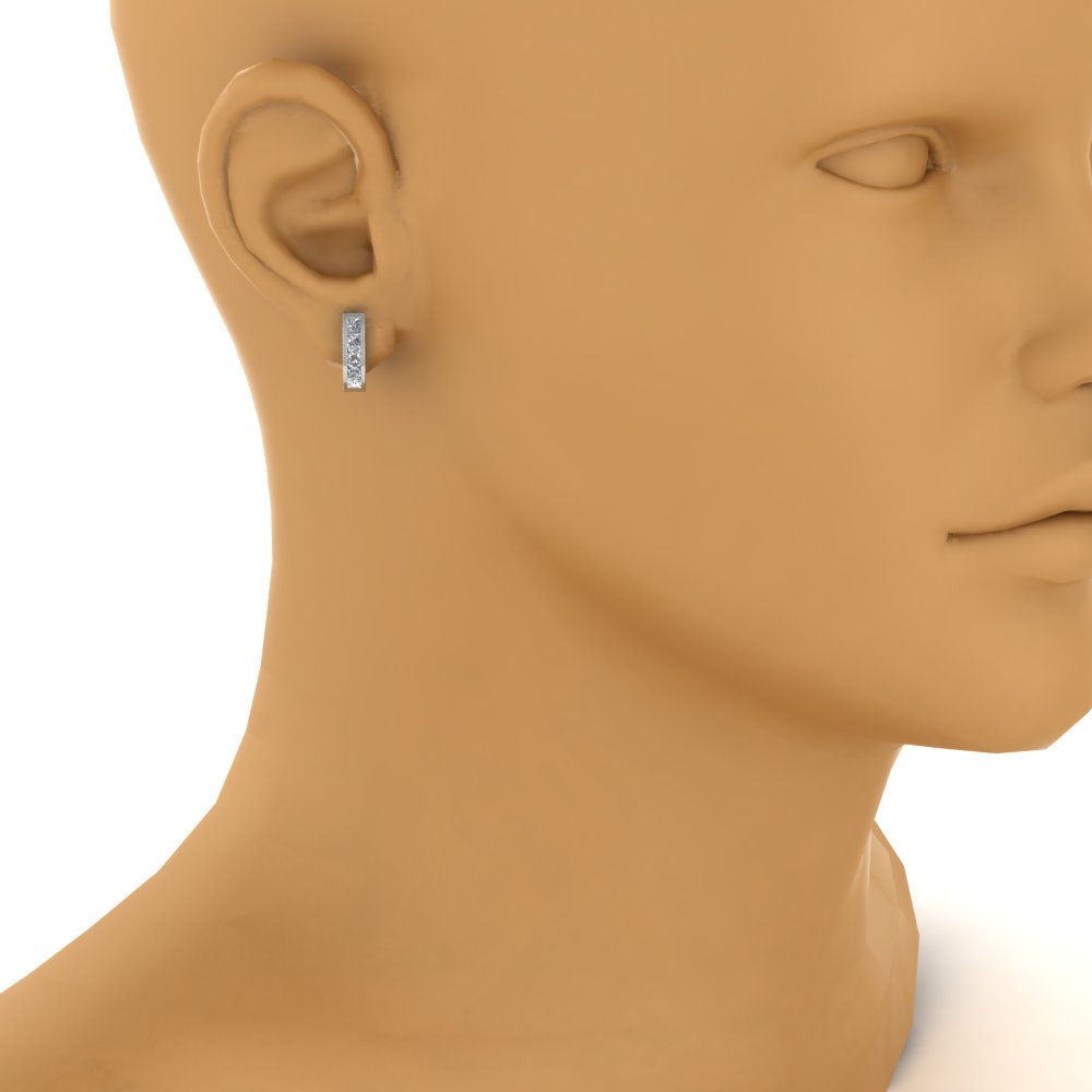 Channel Set Huggie Hoop Earring