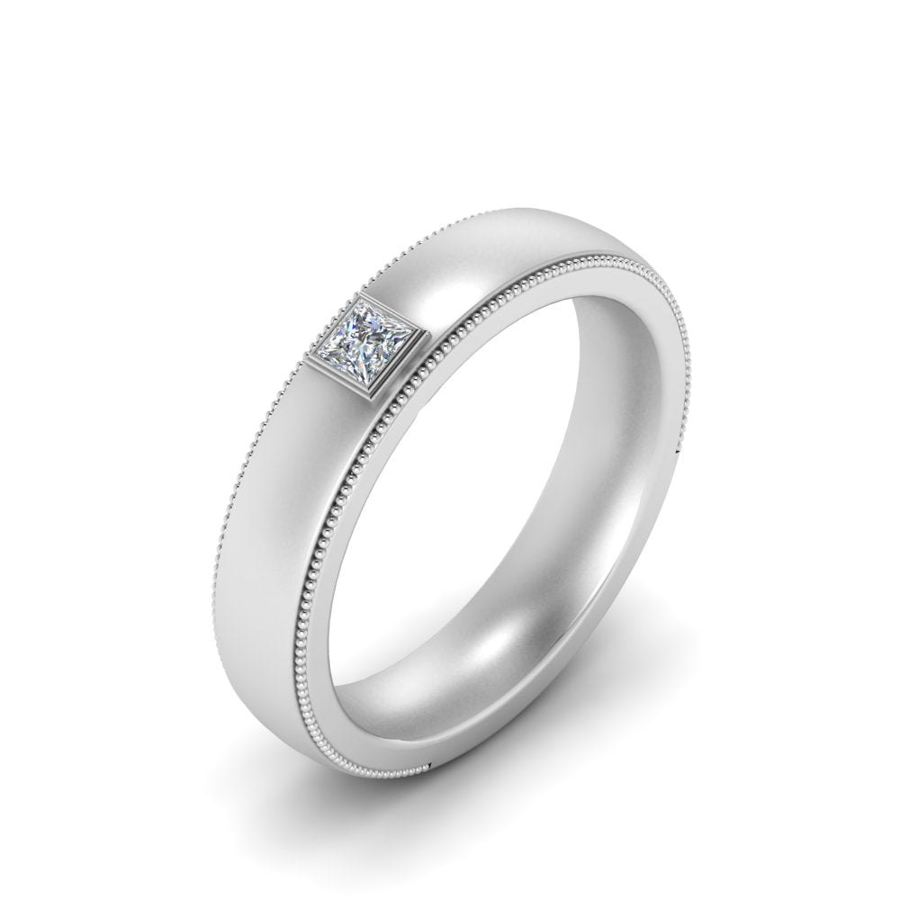 Princess Cut Mens Comfort Fit Promise Ring