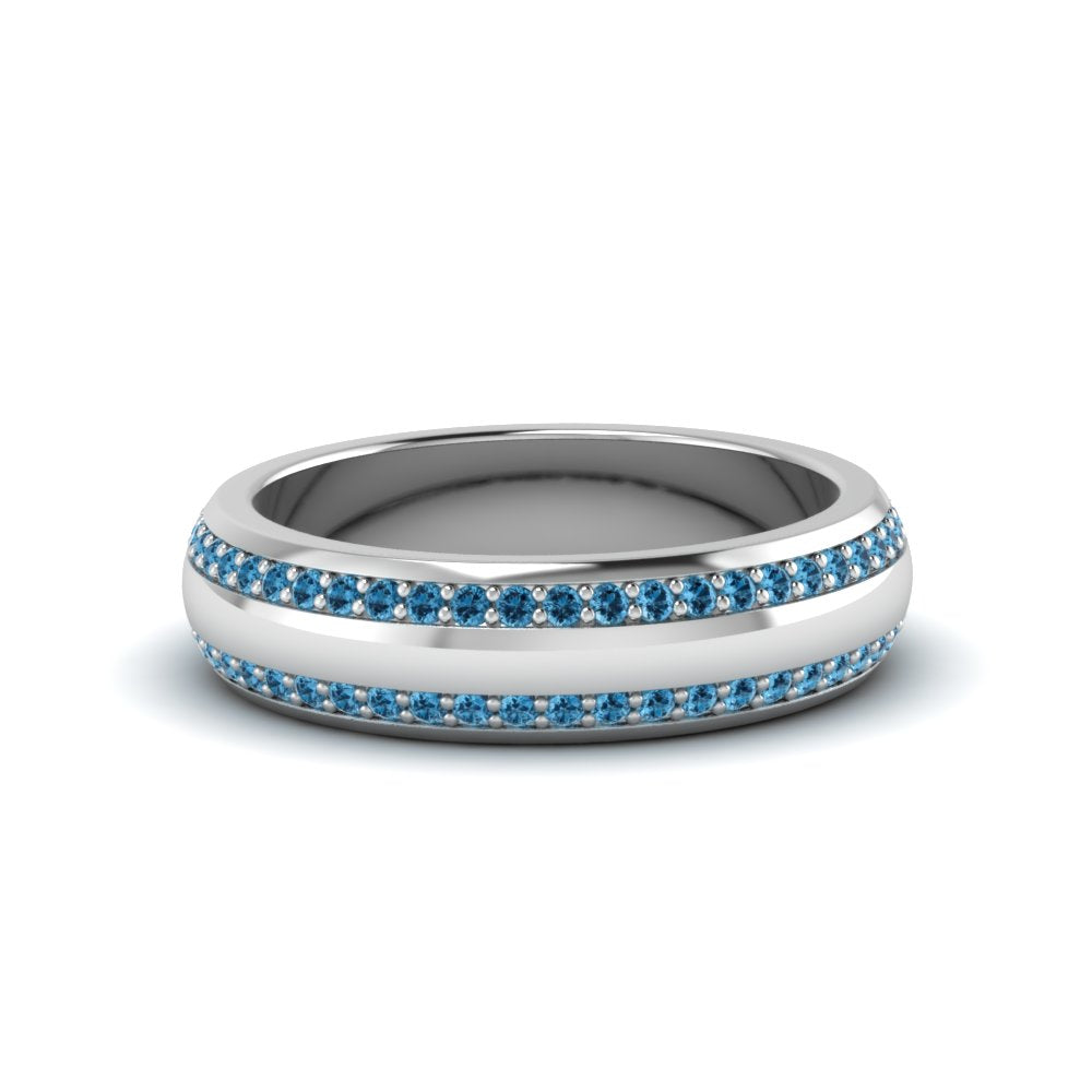 Beveled Edge Matte Eternity Mens Engagement Ring