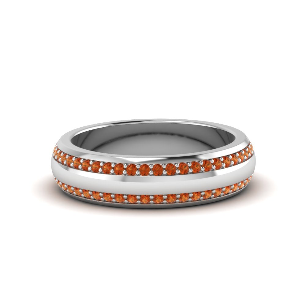 Beveled Edge Matte Eternity Mens Engagement Ring
