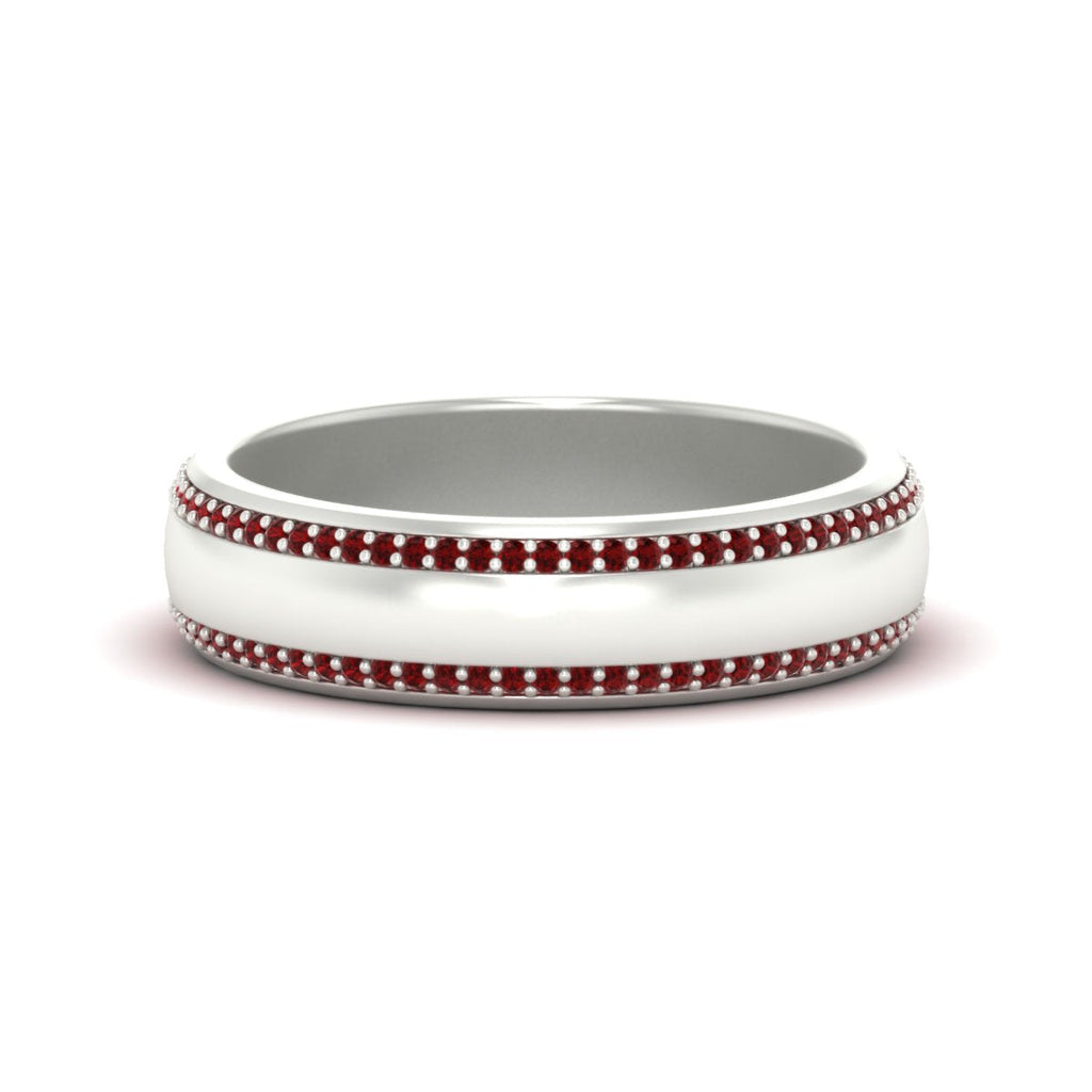 Beveled Edge Matte Eternity Mens Engagement Ring