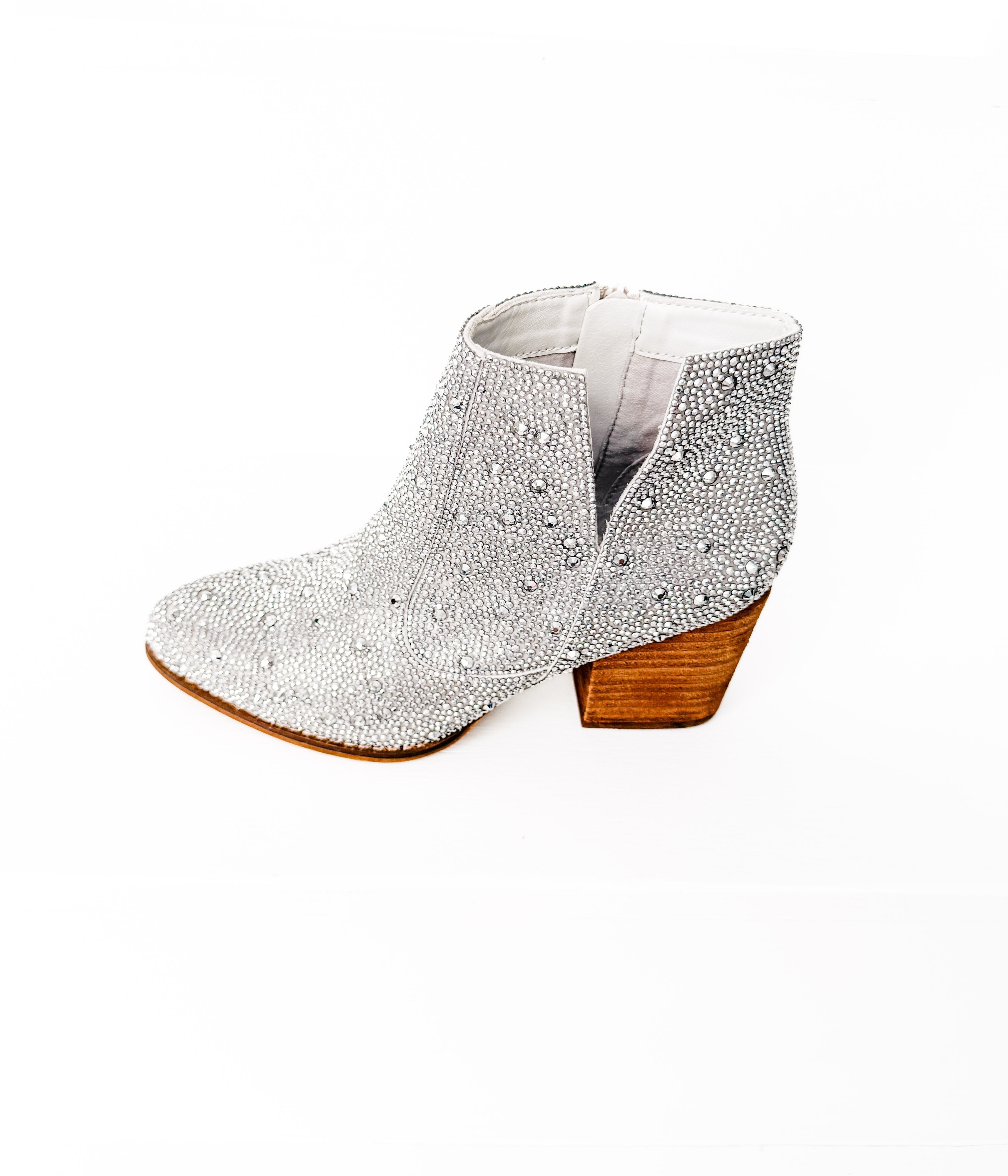 Shine Star Rhinestone Bootie in Silver