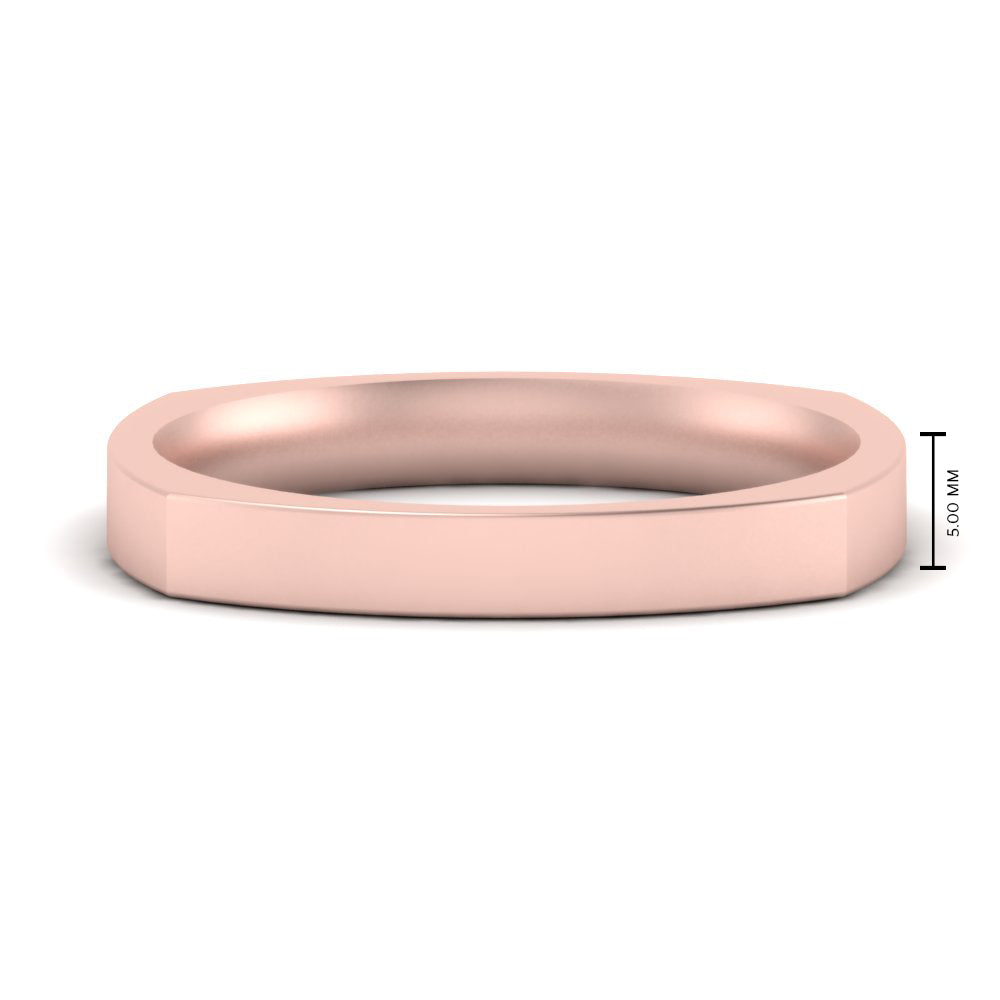 4 mm Square Comfort Fit Mens Wedding Band