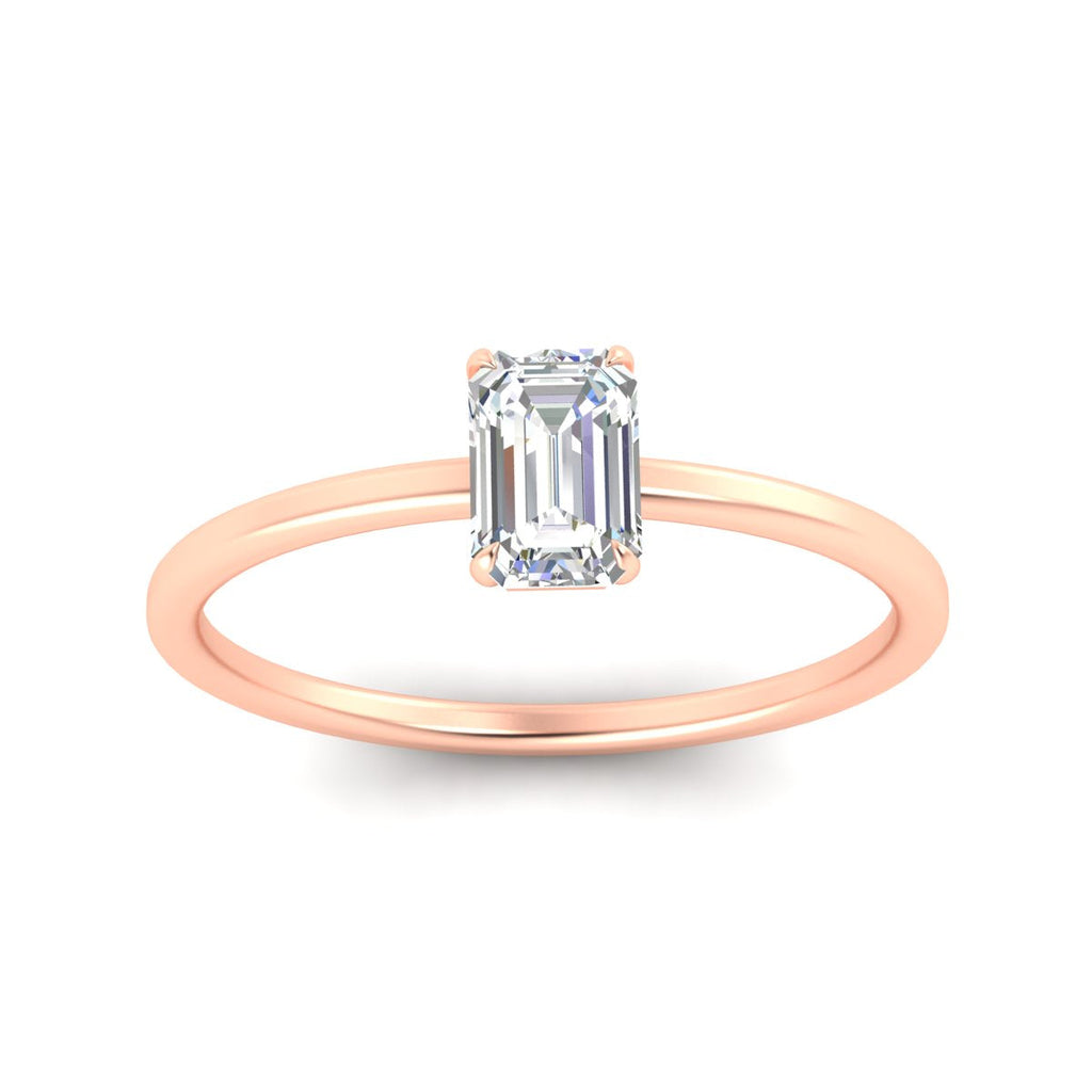 Emerald Cut Thin Classic Solitaire Ring