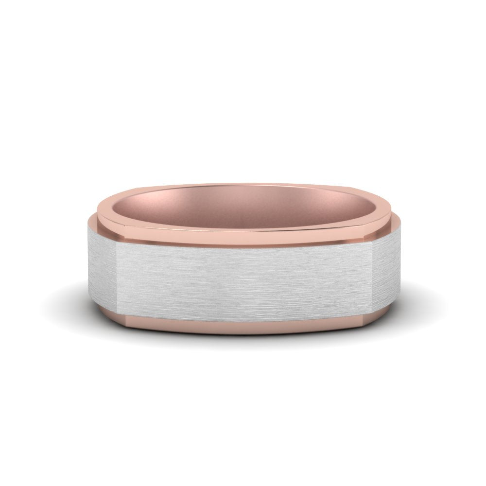 Two Tone Brushed Mens Wedding Ring