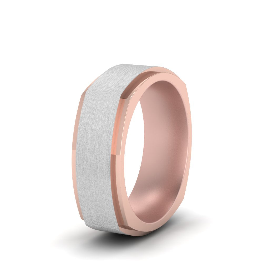 Two Tone Brushed Mens Wedding Ring